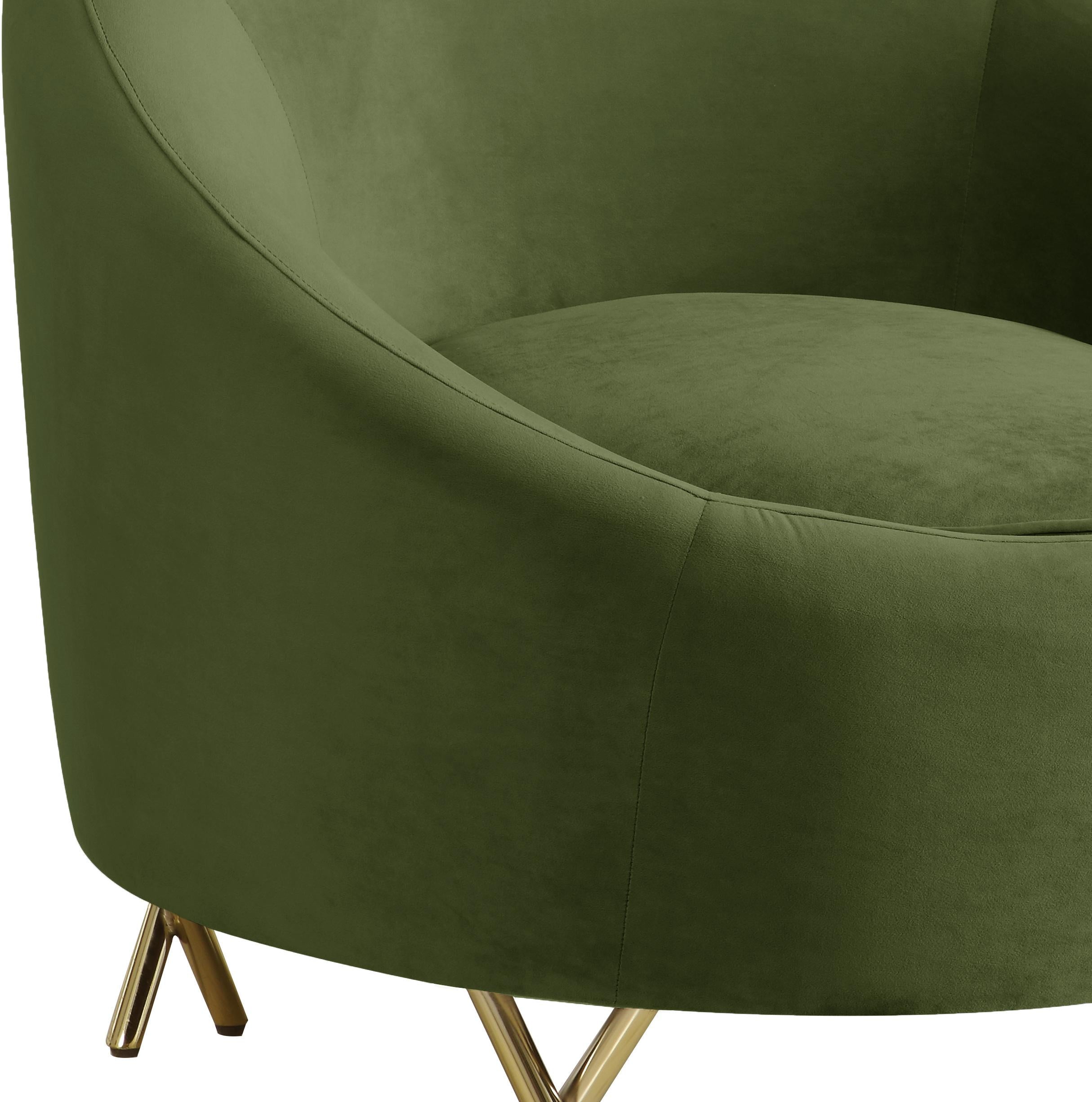 Serpentine Olive Velvet Chair - Luxury Home Furniture (MI)