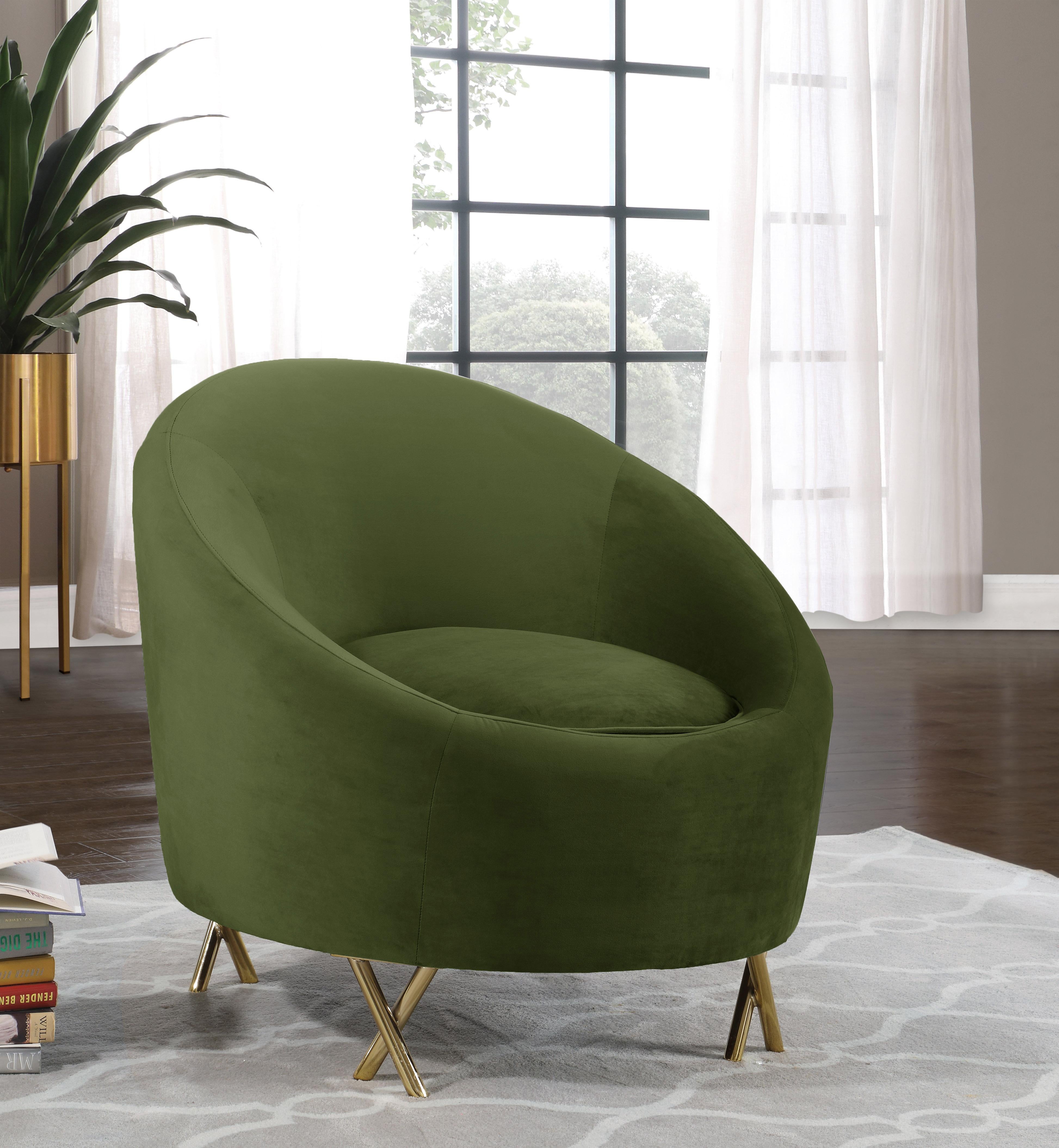 Serpentine Olive Velvet Chair - Luxury Home Furniture (MI)