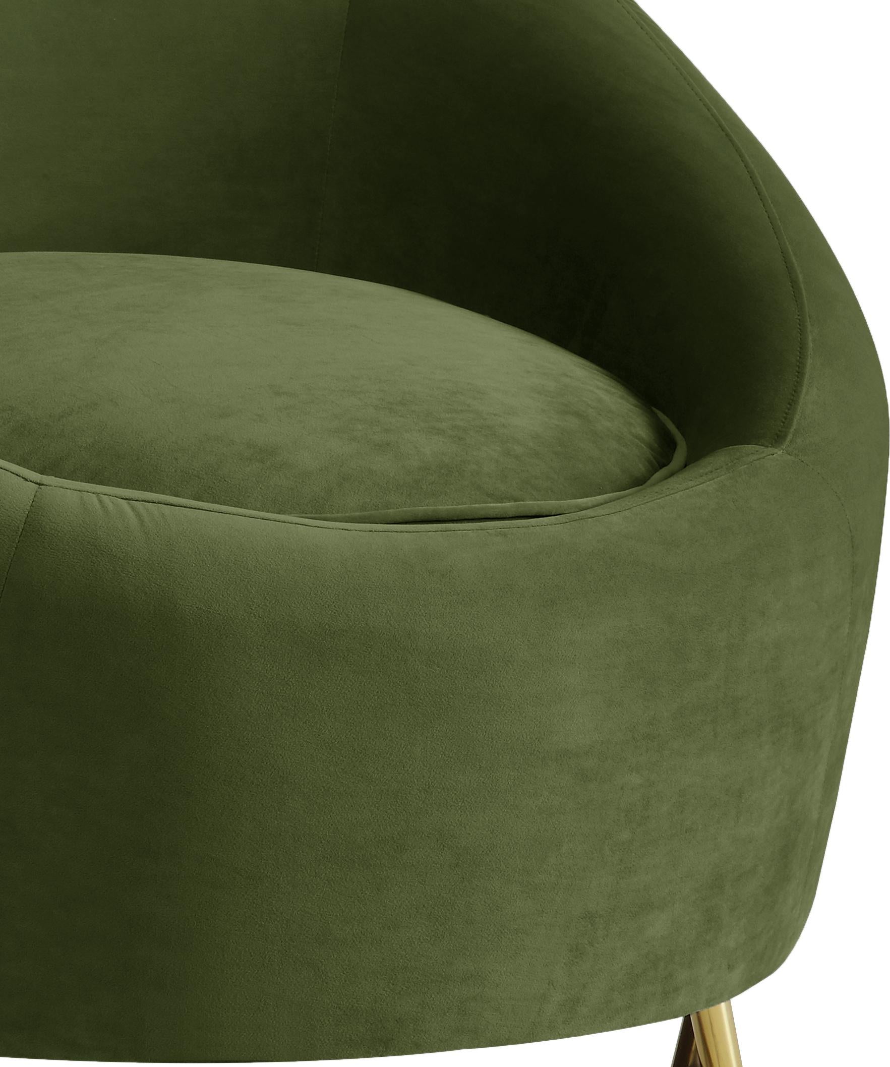 Serpentine Olive Velvet Chair - Luxury Home Furniture (MI)
