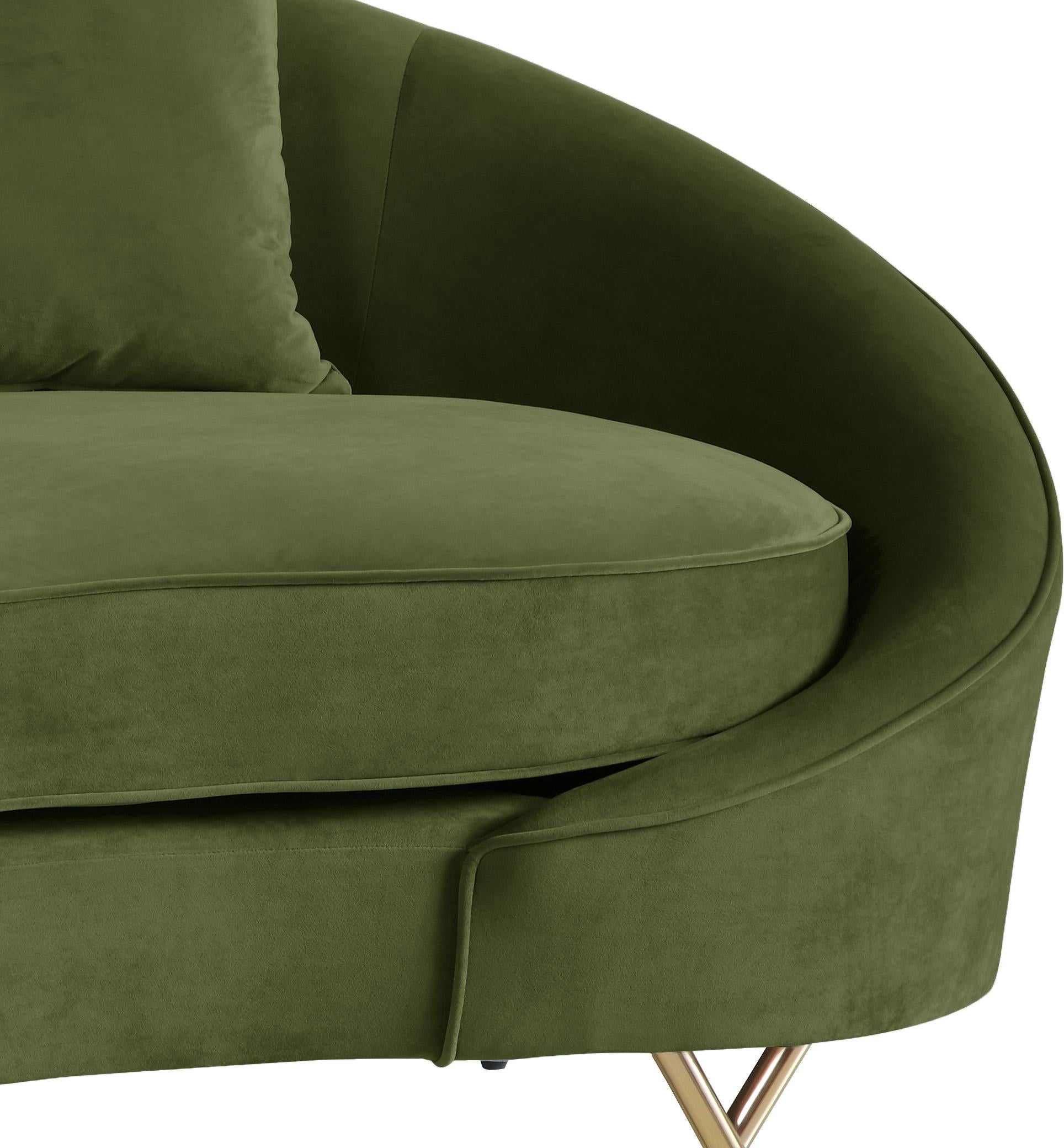 Serpentine Olive Velvet Sofa - Luxury Home Furniture (MI)