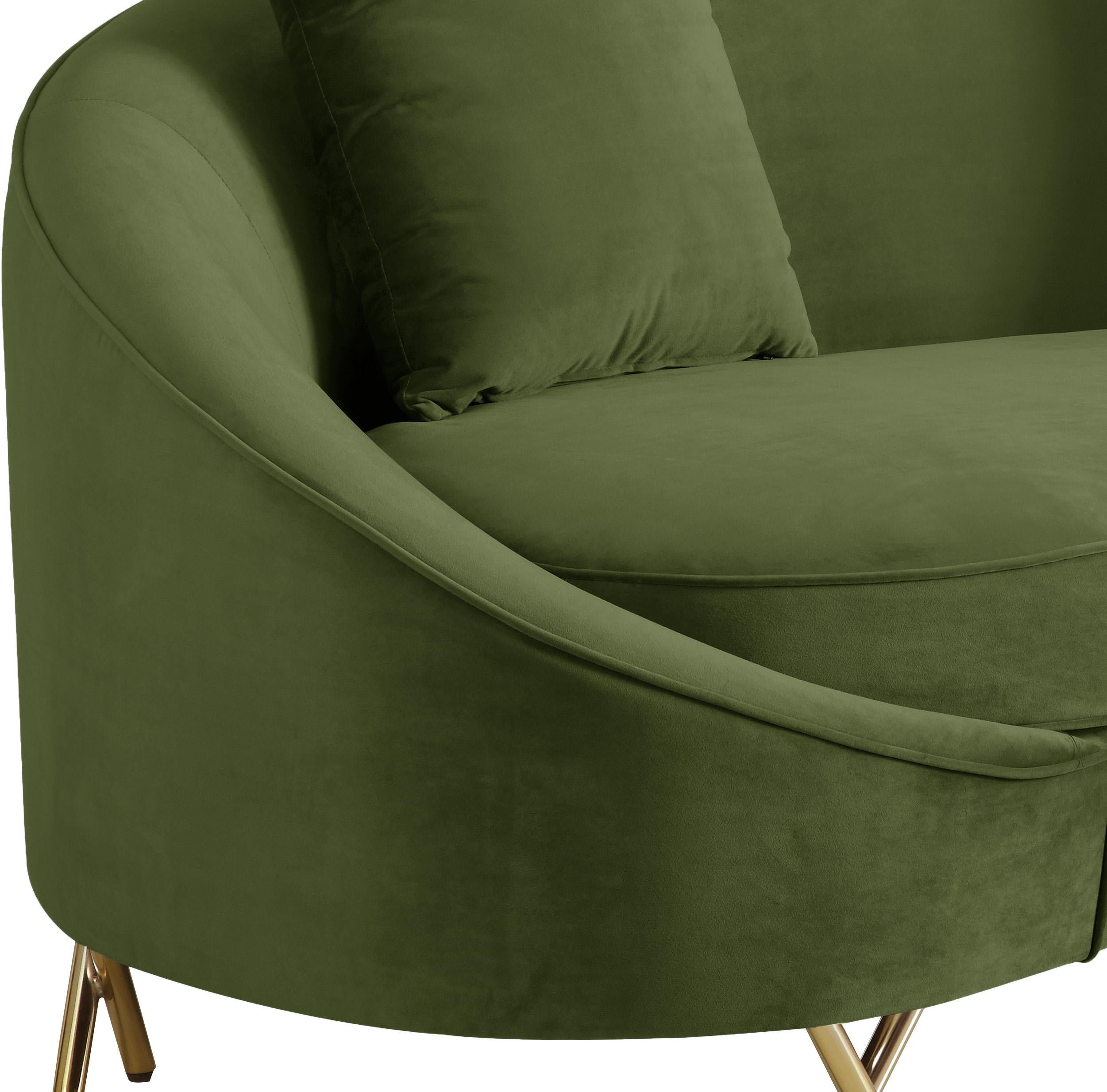 Serpentine Olive Velvet Sofa - Luxury Home Furniture (MI)