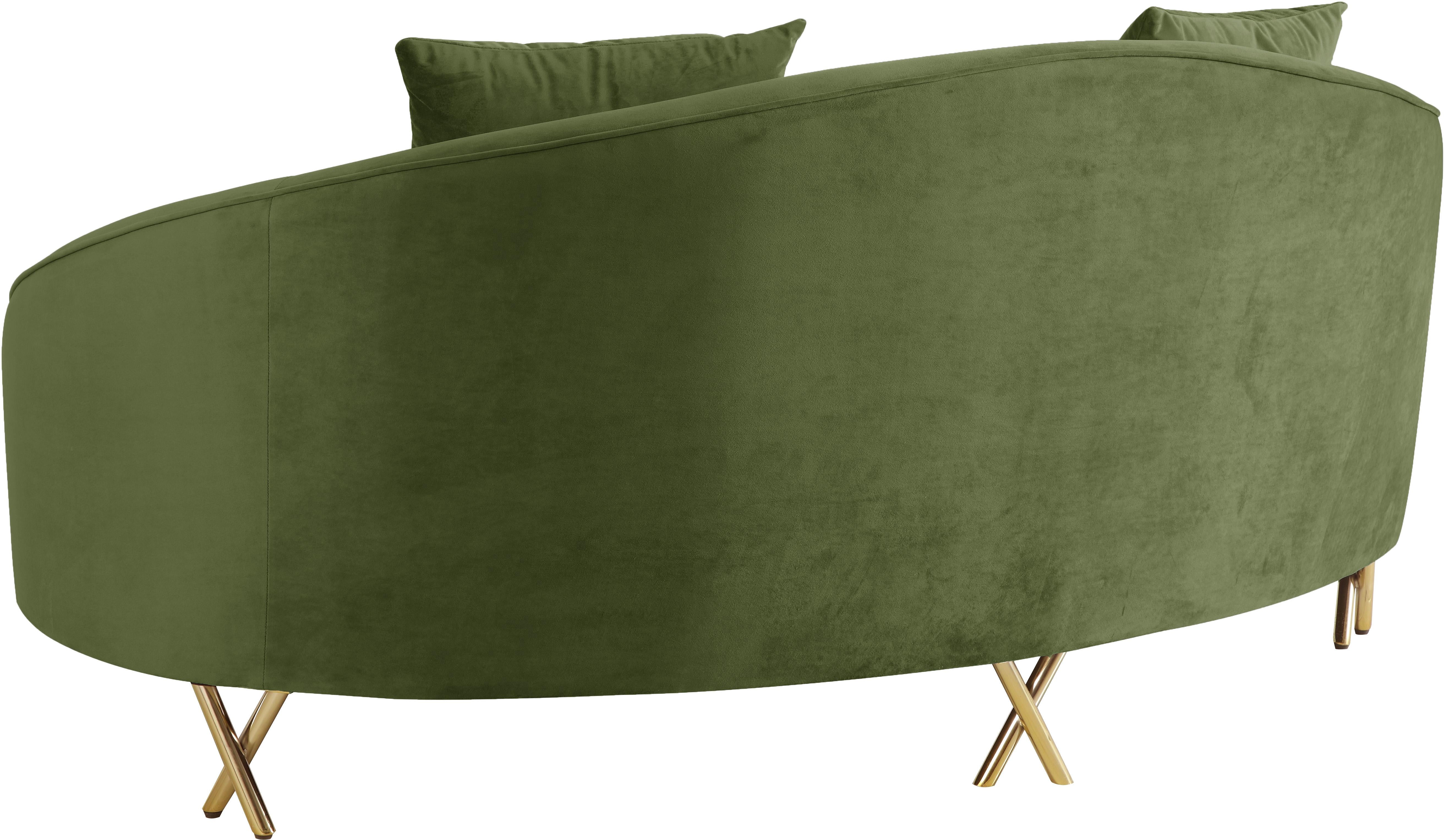 Serpentine Olive Velvet Loveseat - Luxury Home Furniture (MI)