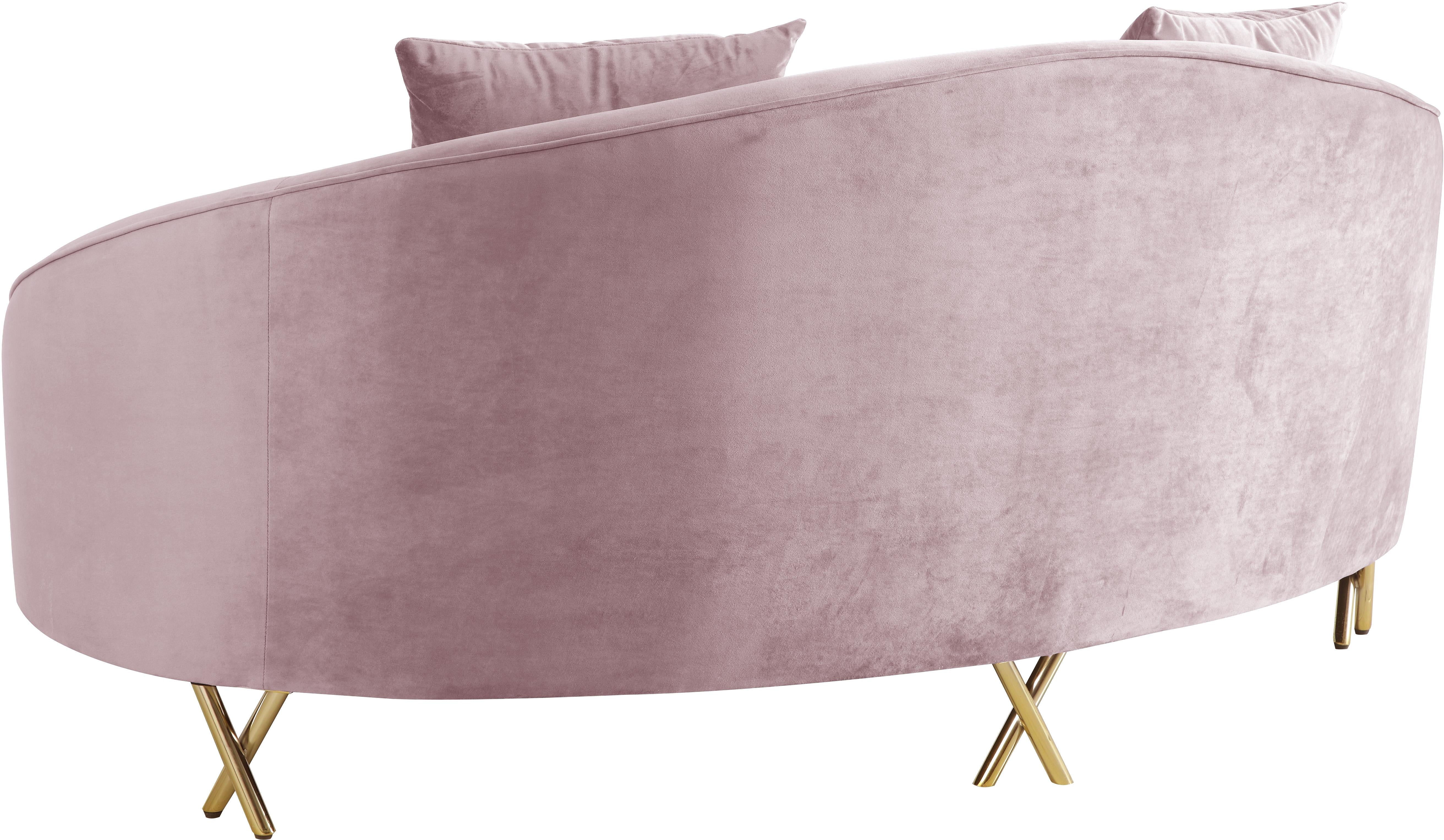 Serpentine Pink Velvet Loveseat - Luxury Home Furniture (MI)