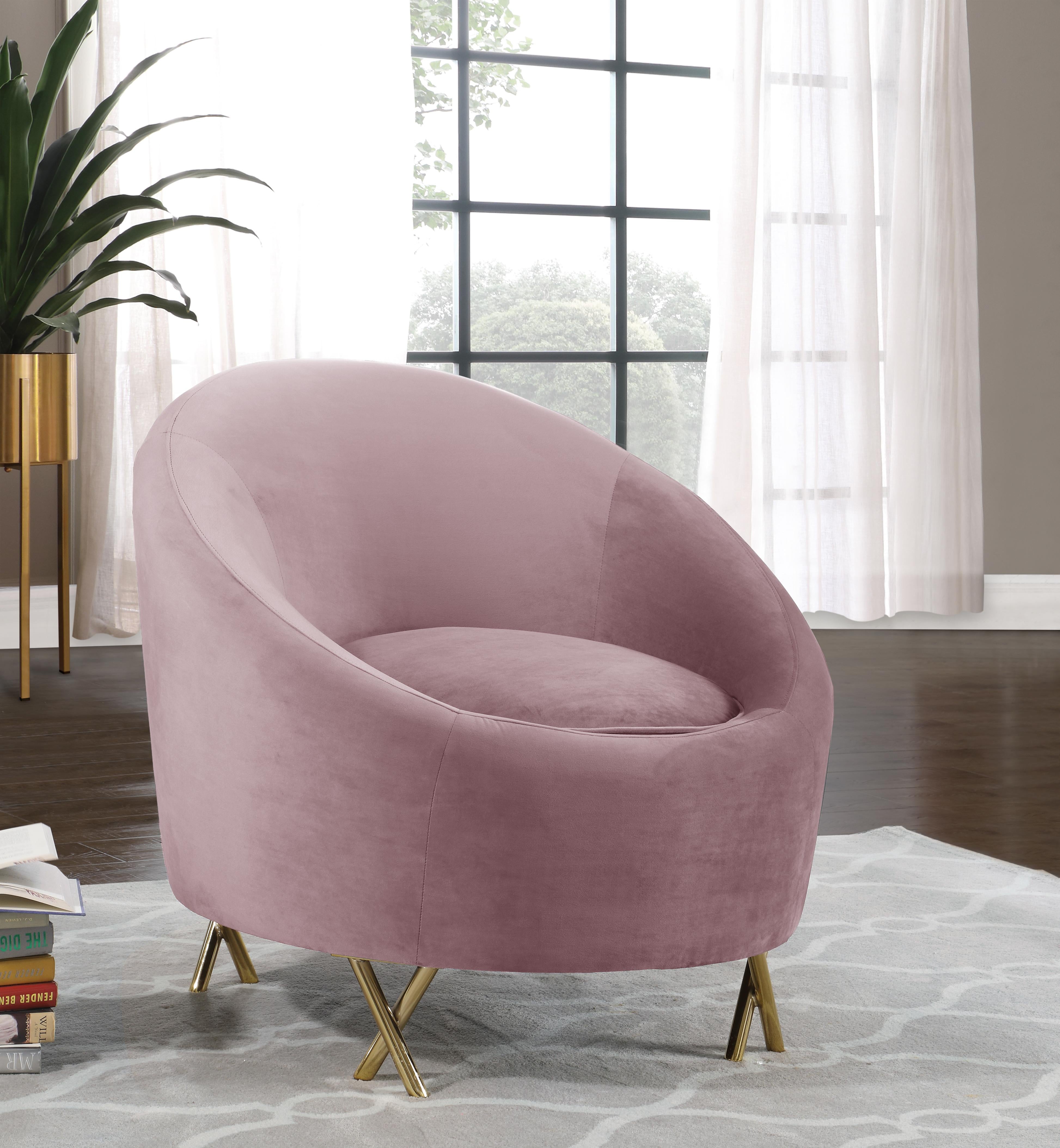 Serpentine Pink Velvet Chair - Luxury Home Furniture (MI)
