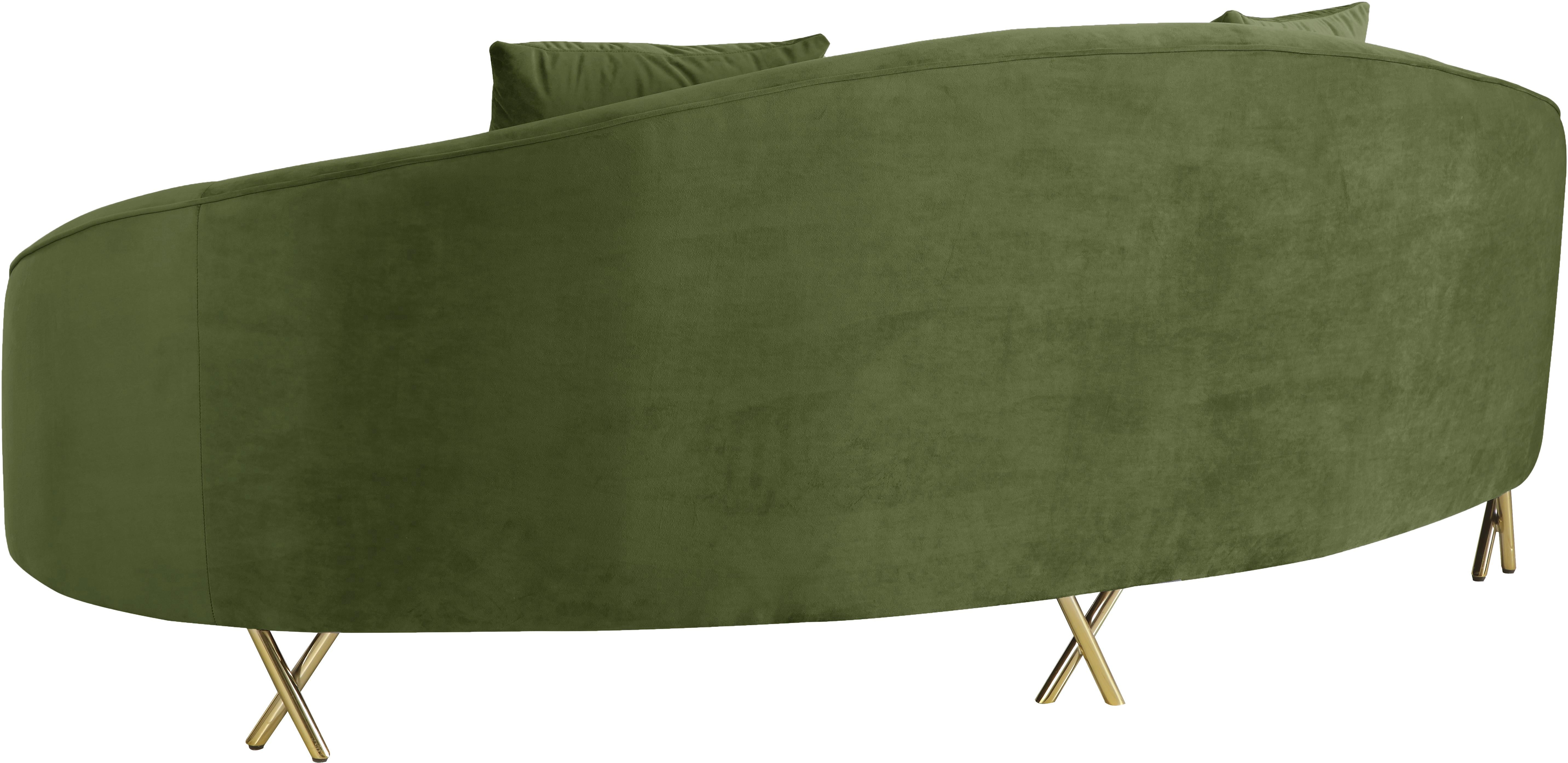 Serpentine Olive Velvet Sofa - Luxury Home Furniture (MI)