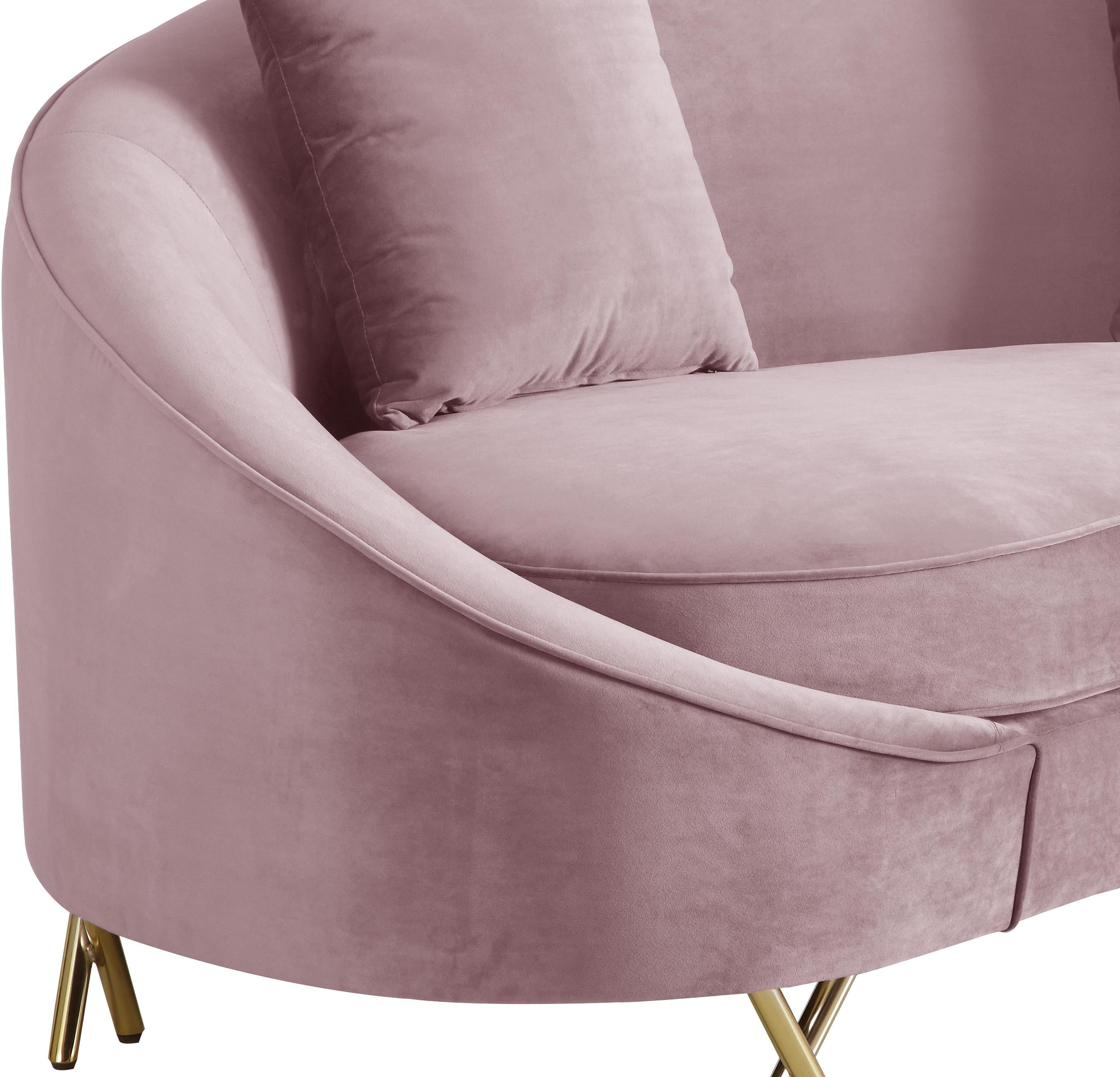Serpentine Pink Velvet Loveseat - Luxury Home Furniture (MI)