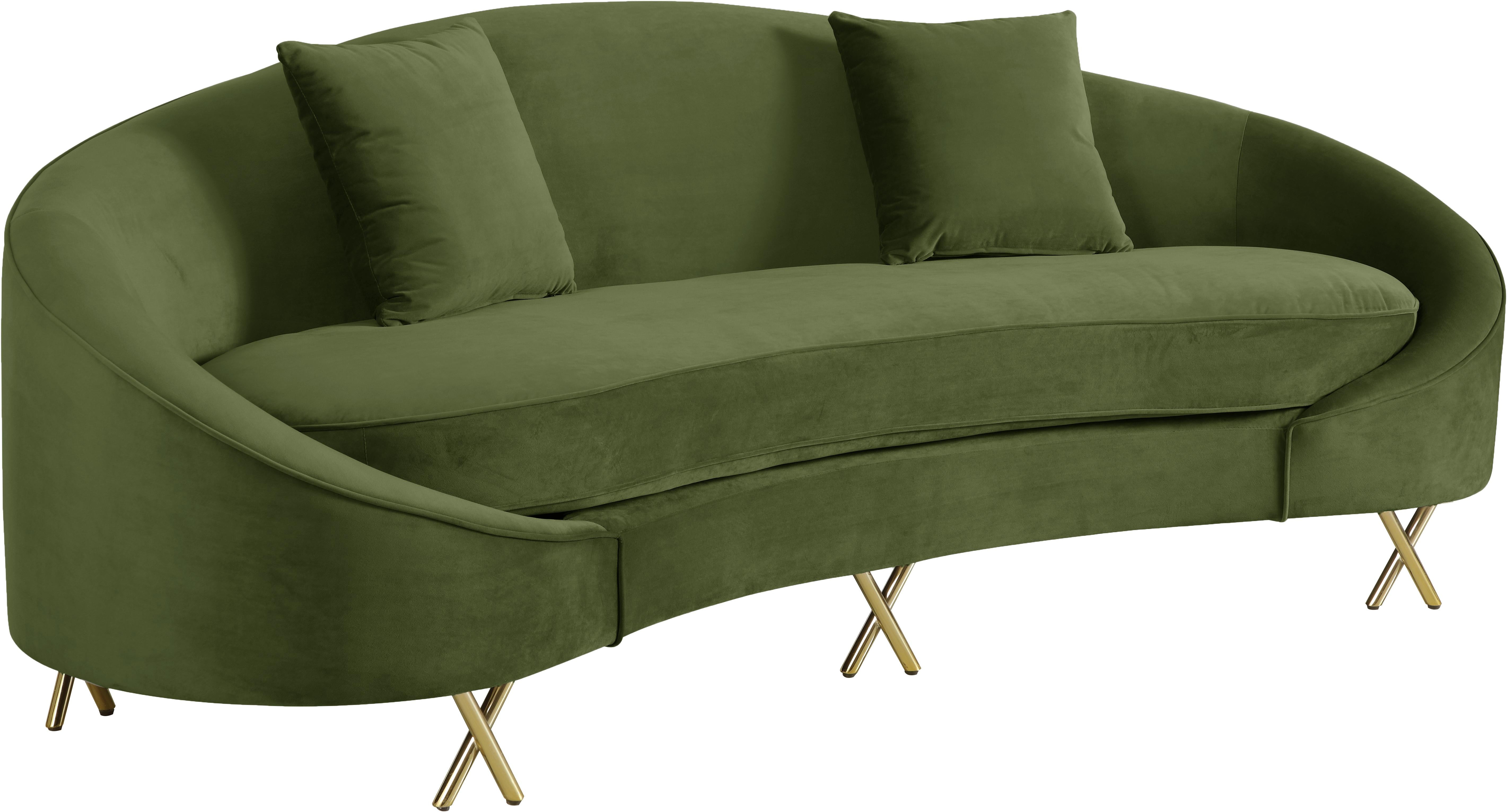 Serpentine Olive Velvet Sofa - Luxury Home Furniture (MI)