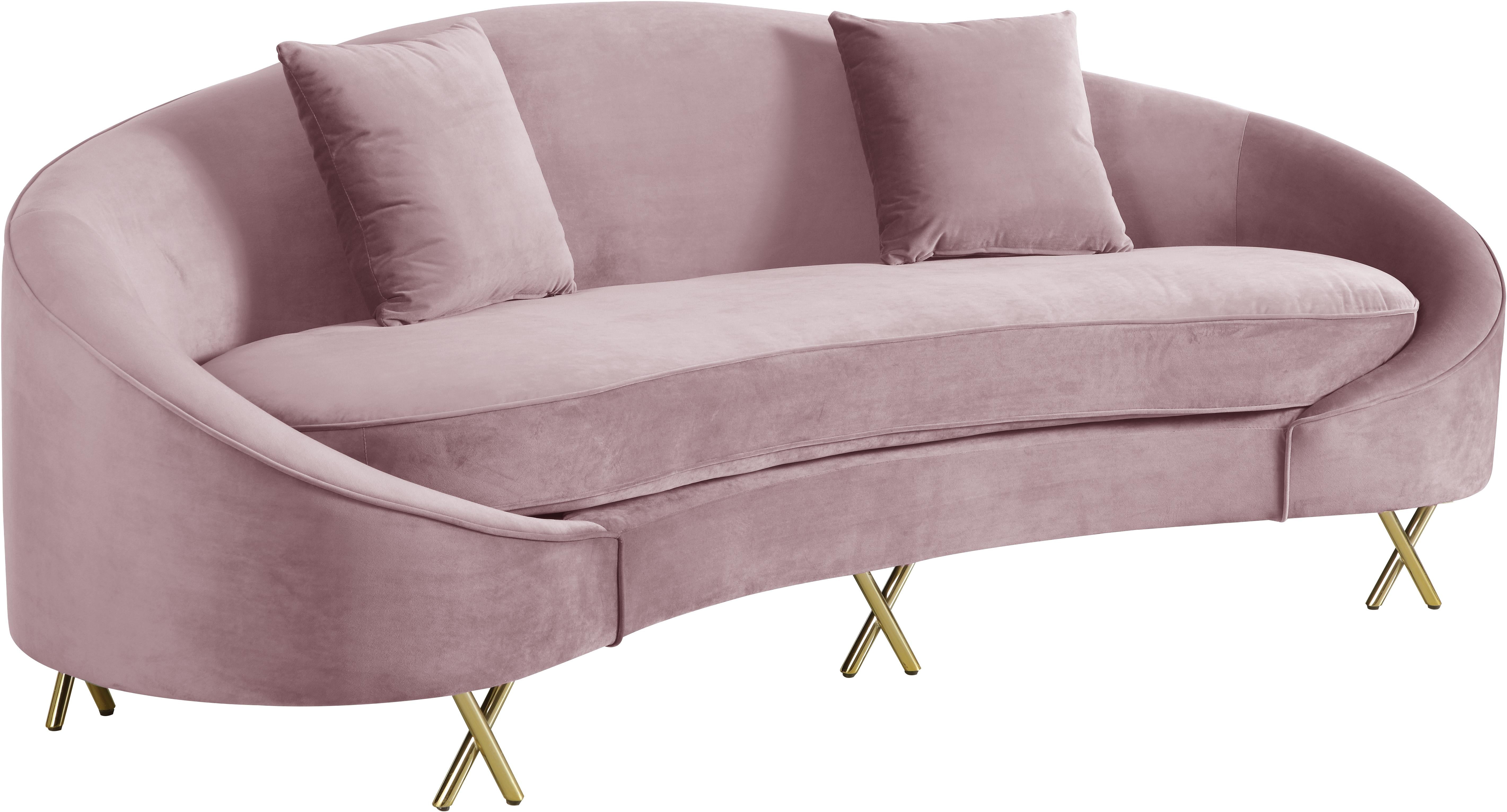Serpentine Pink Velvet Sofa - Luxury Home Furniture (MI)