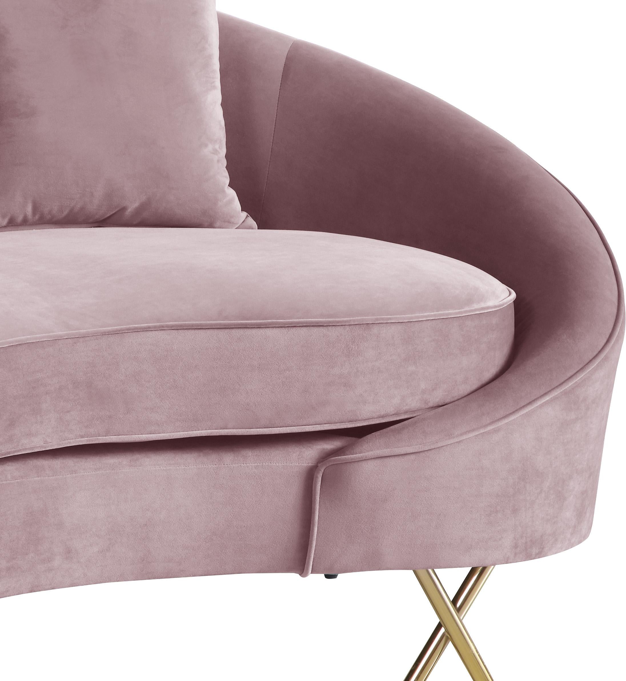 Serpentine Pink Velvet Loveseat - Luxury Home Furniture (MI)