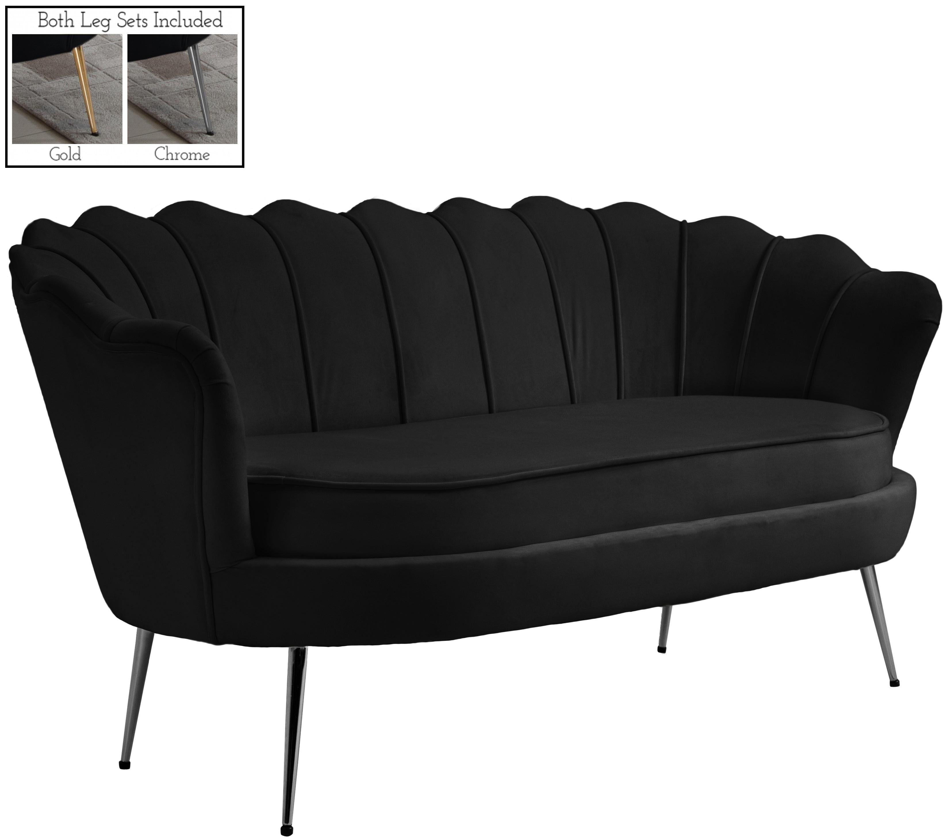 Gardenia Black Velvet Loveseat - Luxury Home Furniture (MI)