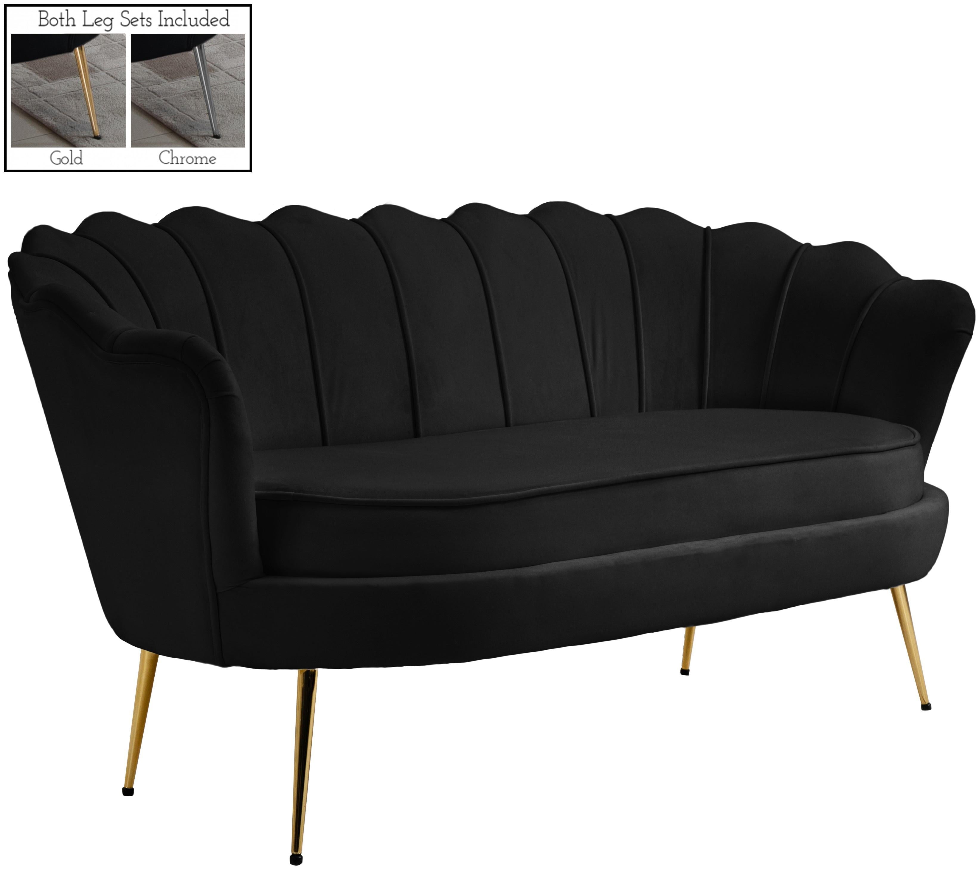 Gardenia Black Velvet Loveseat - Luxury Home Furniture (MI)