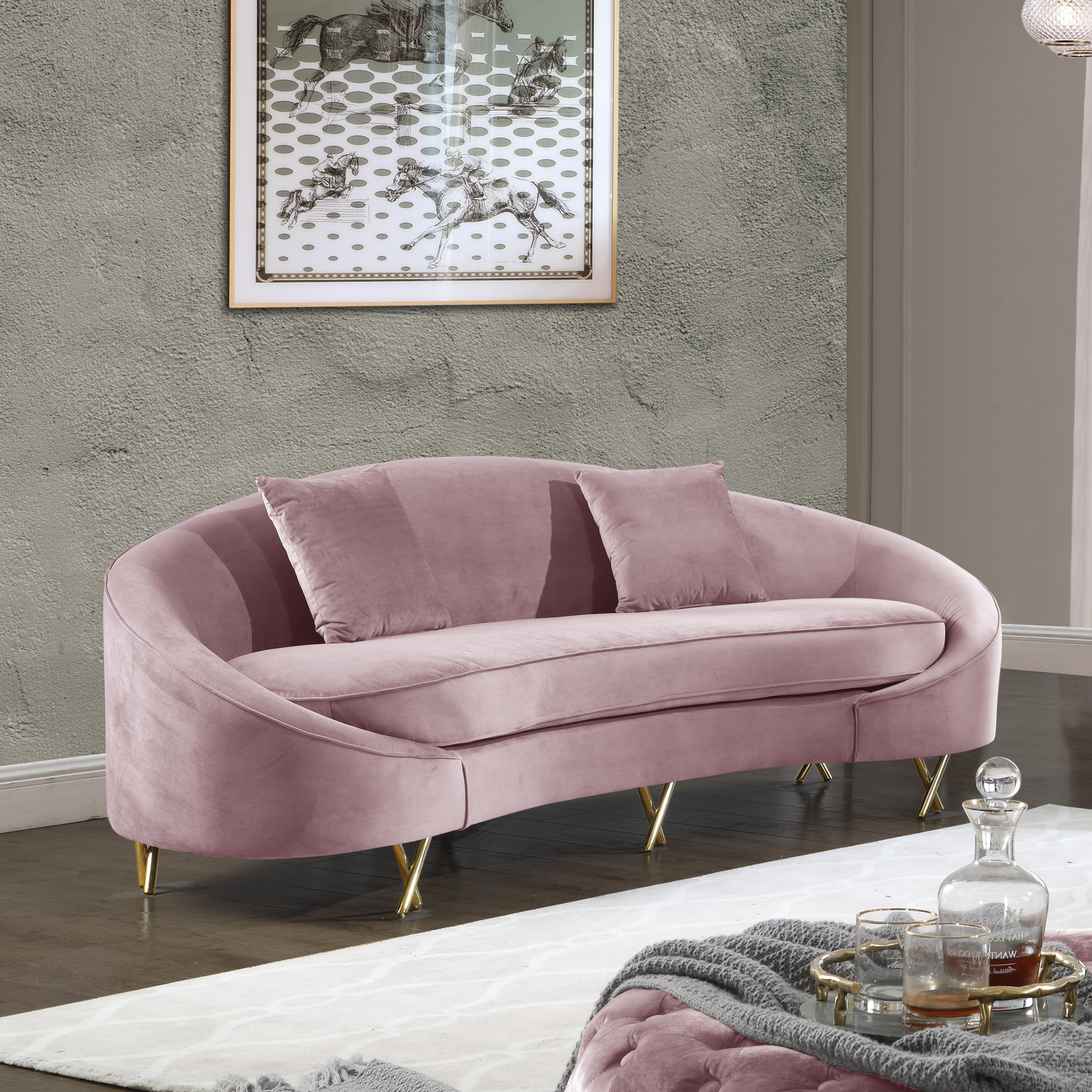 Serpentine Pink Velvet Sofa - Luxury Home Furniture (MI)