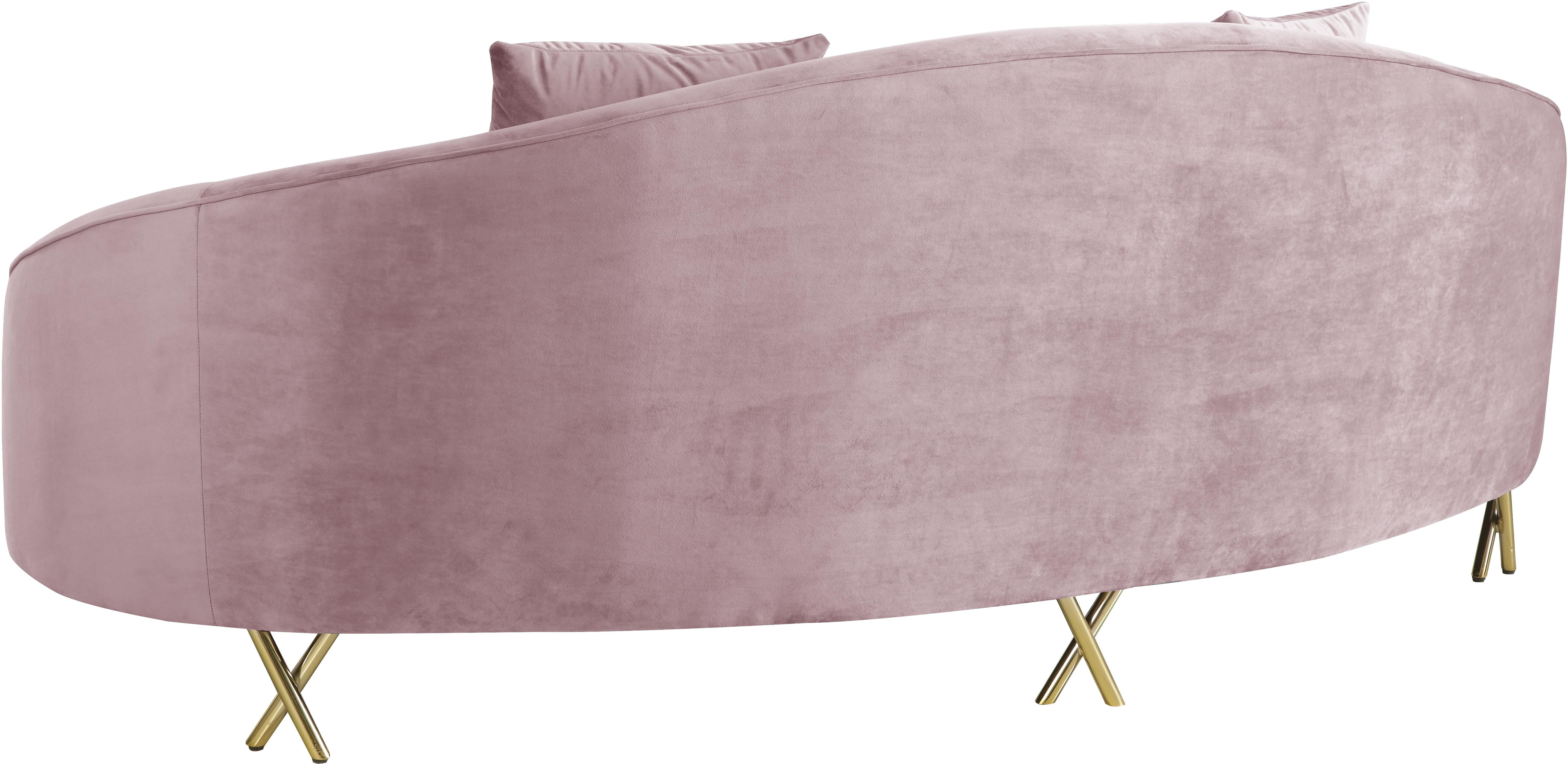 Serpentine Pink Velvet Sofa - Luxury Home Furniture (MI)