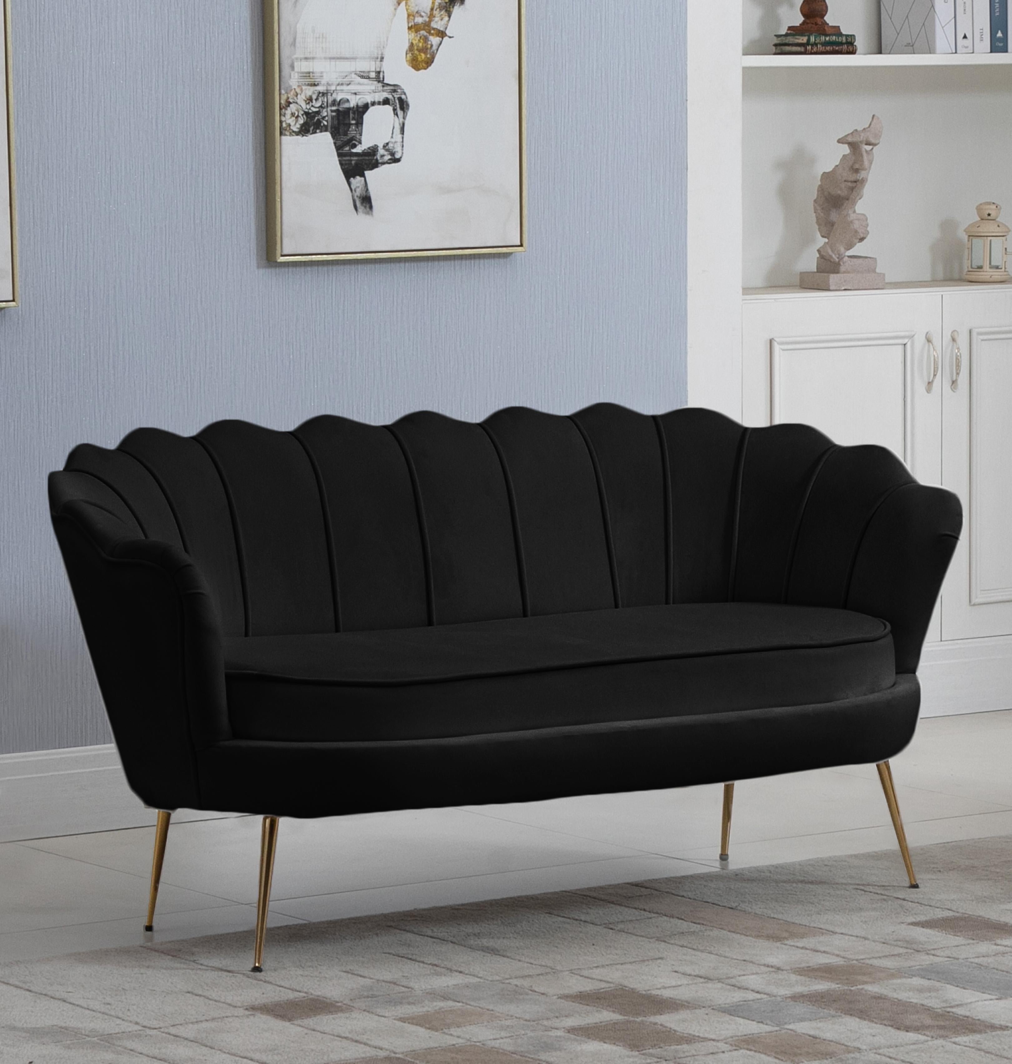 Gardenia Black Velvet Loveseat - Luxury Home Furniture (MI)