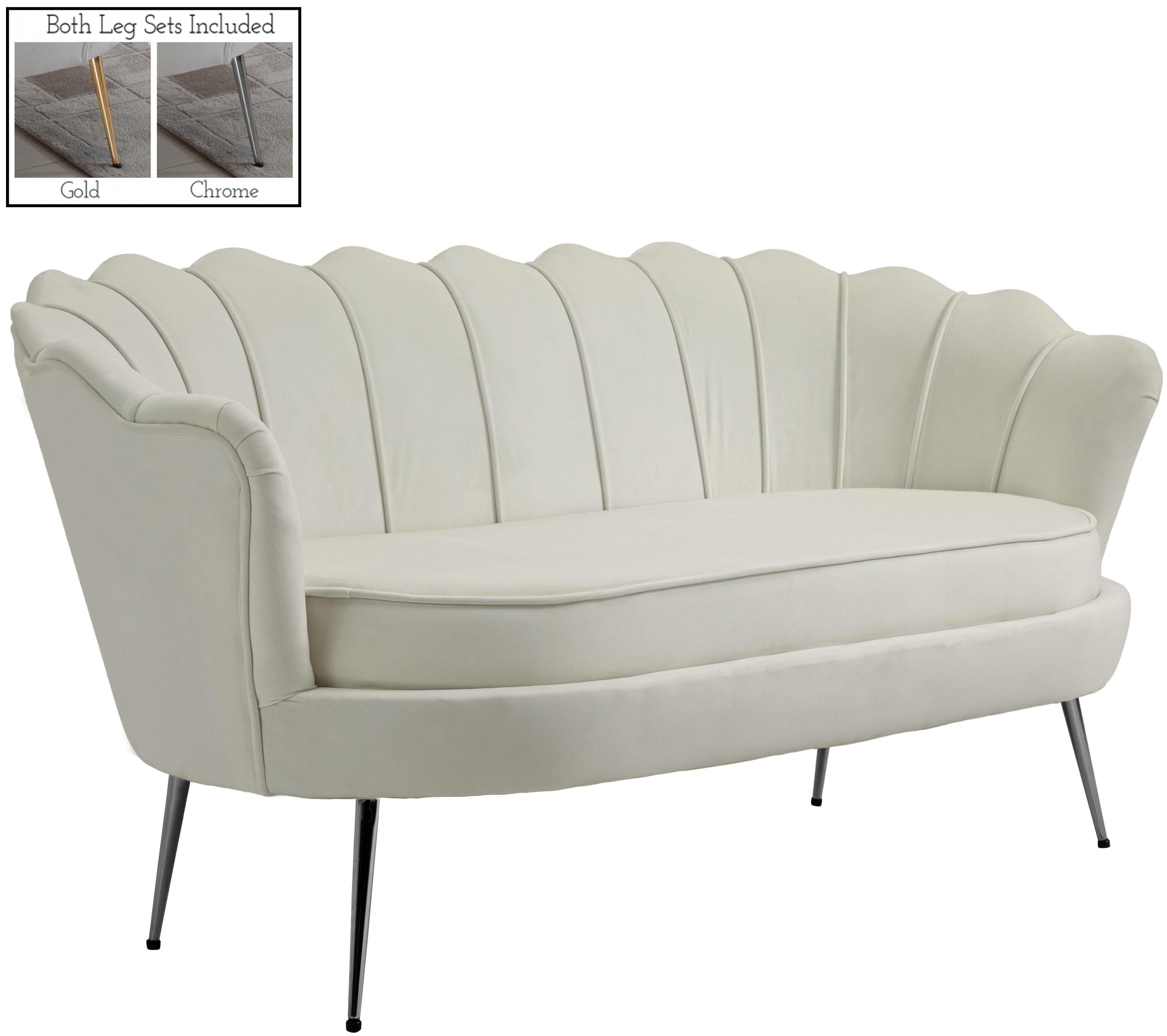 Gardenia Cream Velvet Loveseat - Luxury Home Furniture (MI)