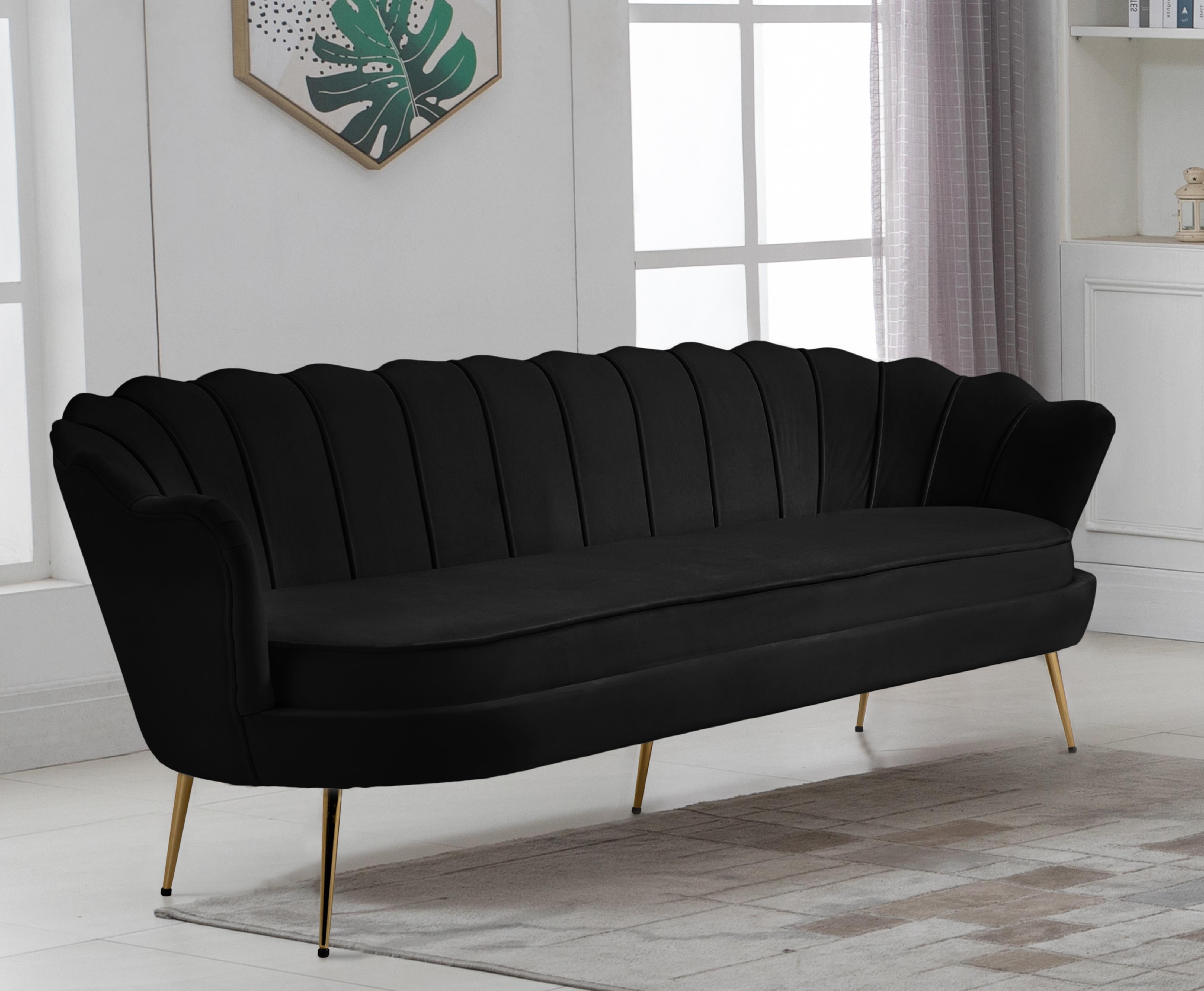 Gardenia Black Velvet Sofa - Luxury Home Furniture (MI)