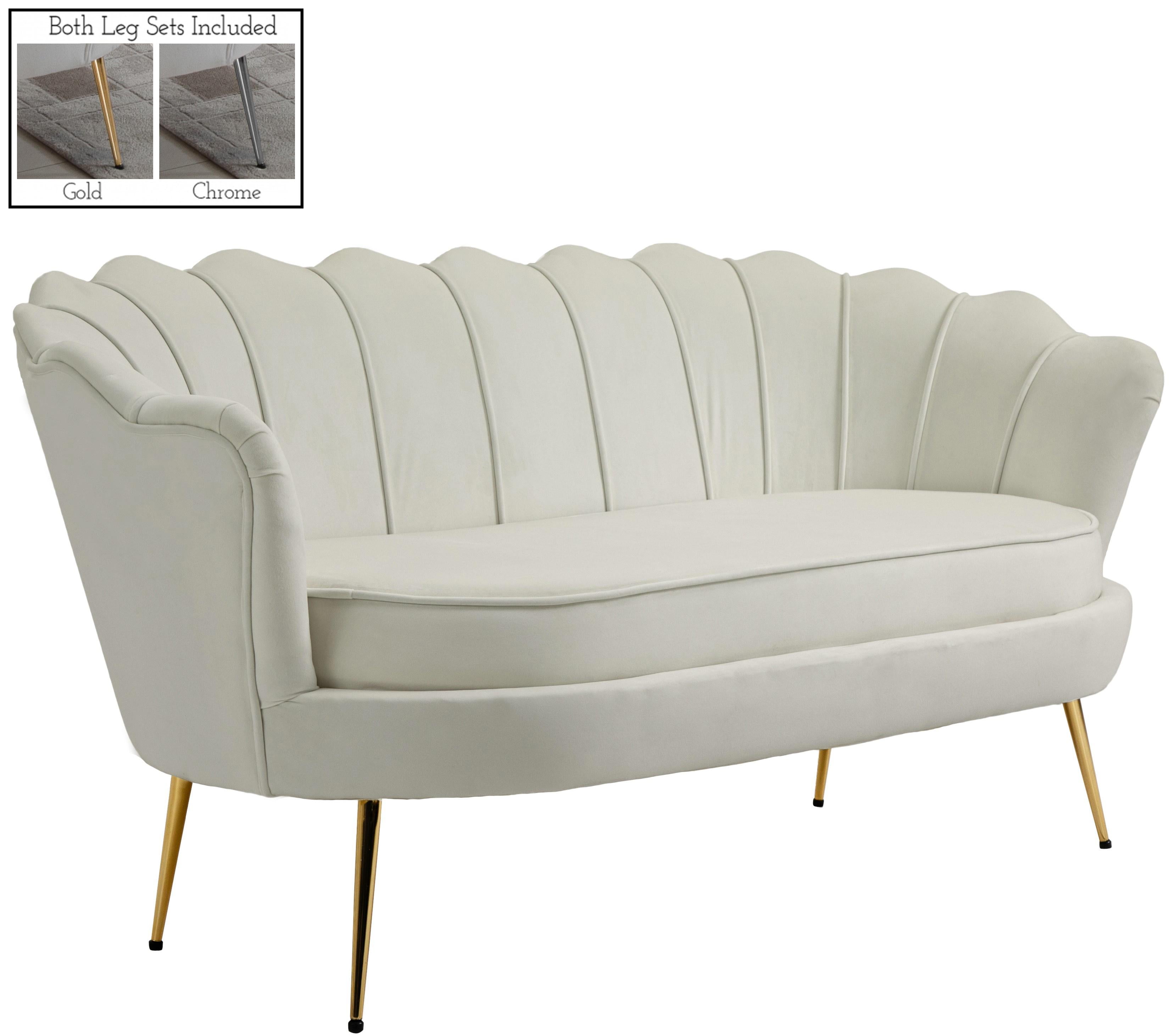 Gardenia Cream Velvet Loveseat - Luxury Home Furniture (MI)