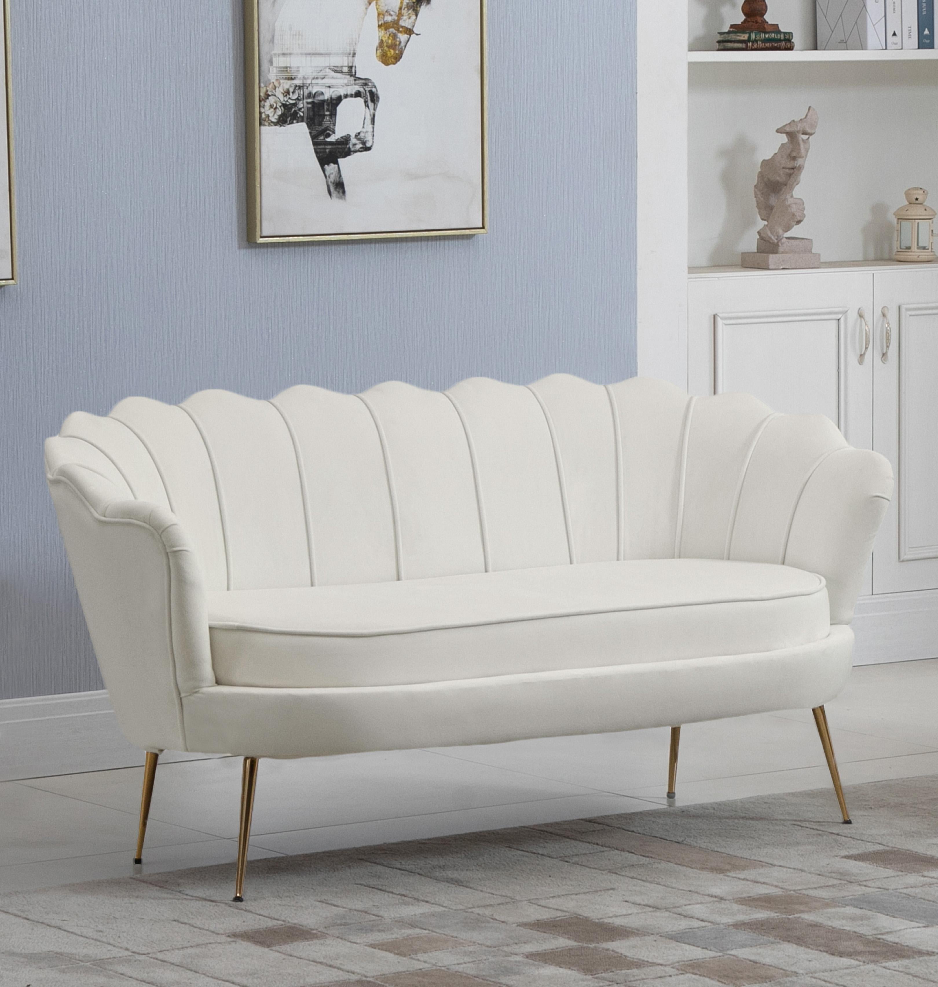 Gardenia Cream Velvet Loveseat - Luxury Home Furniture (MI)