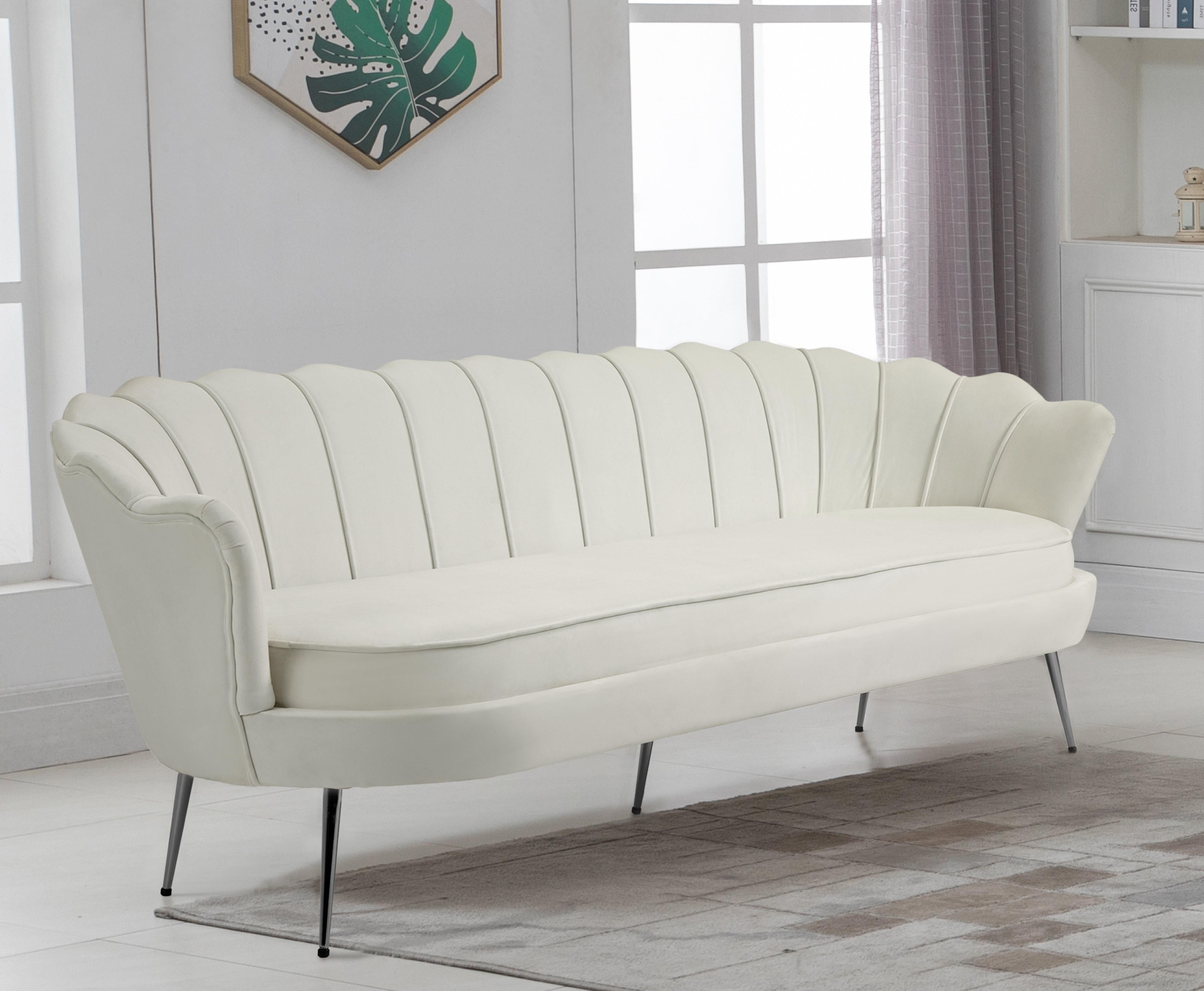 Gardenia Cream Velvet Sofa - Luxury Home Furniture (MI)