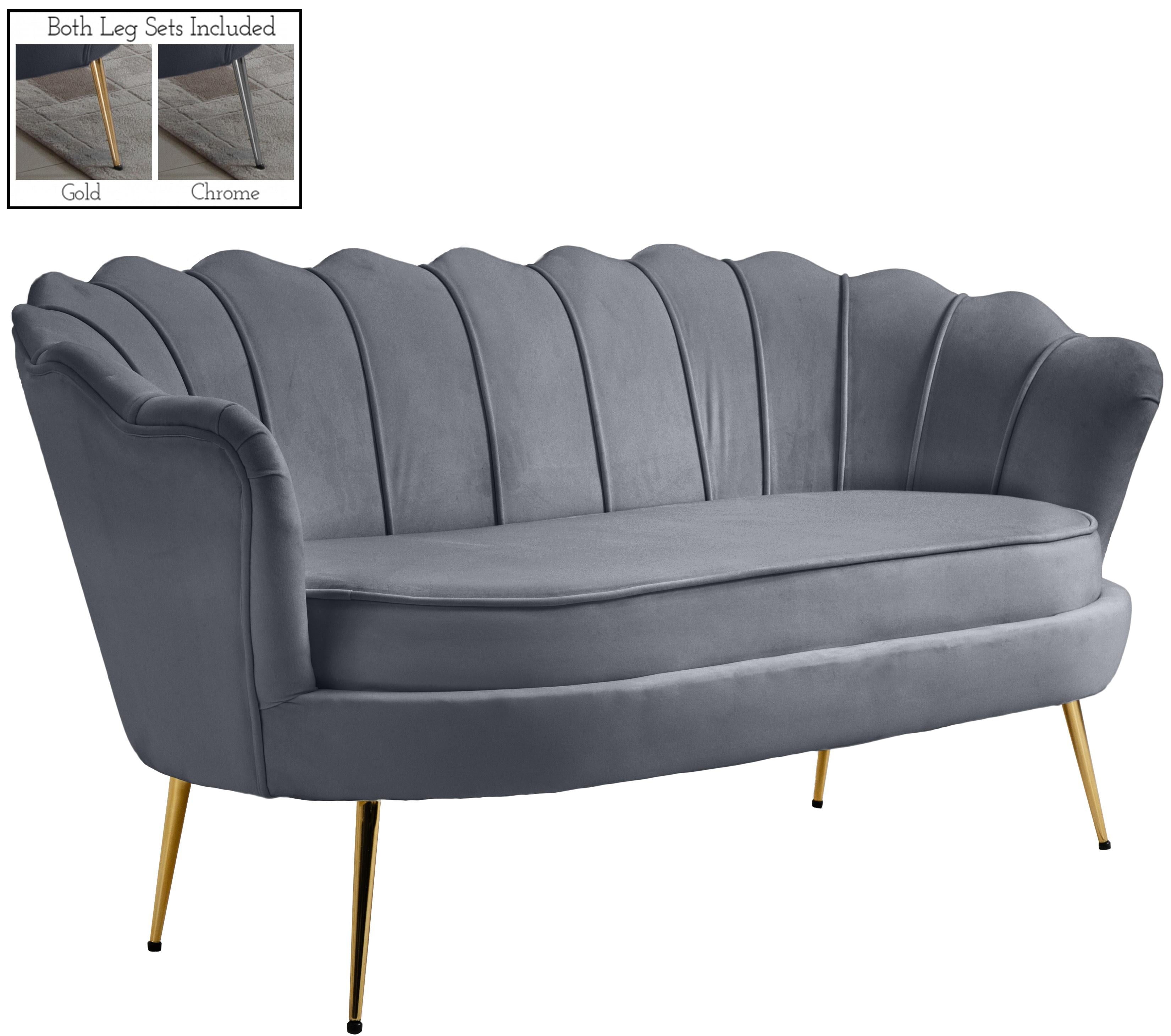 Gardenia Grey Velvet Loveseat - Luxury Home Furniture (MI)