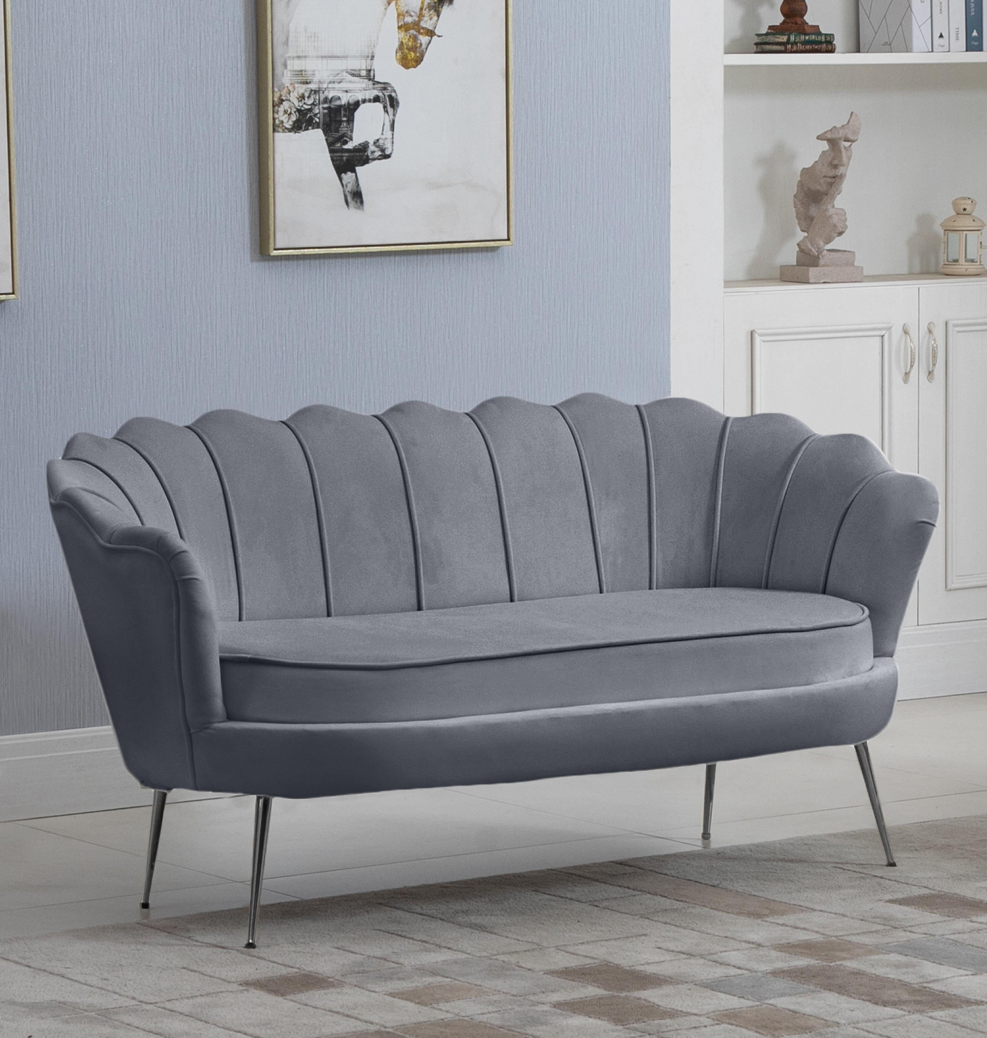 Gardenia Grey Velvet Loveseat - Luxury Home Furniture (MI)