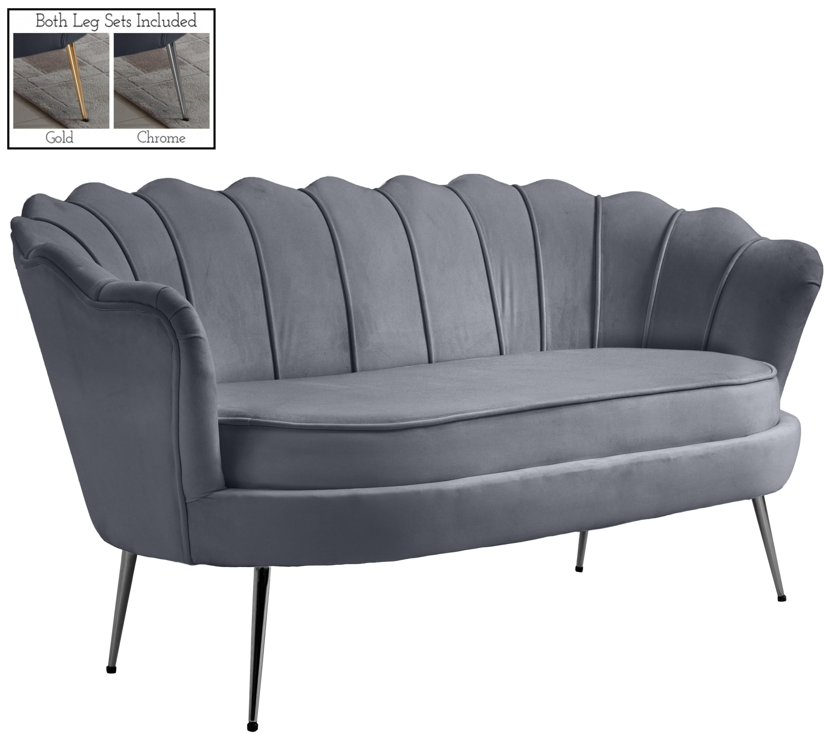 Gardenia Grey Velvet Loveseat - Luxury Home Furniture (MI)