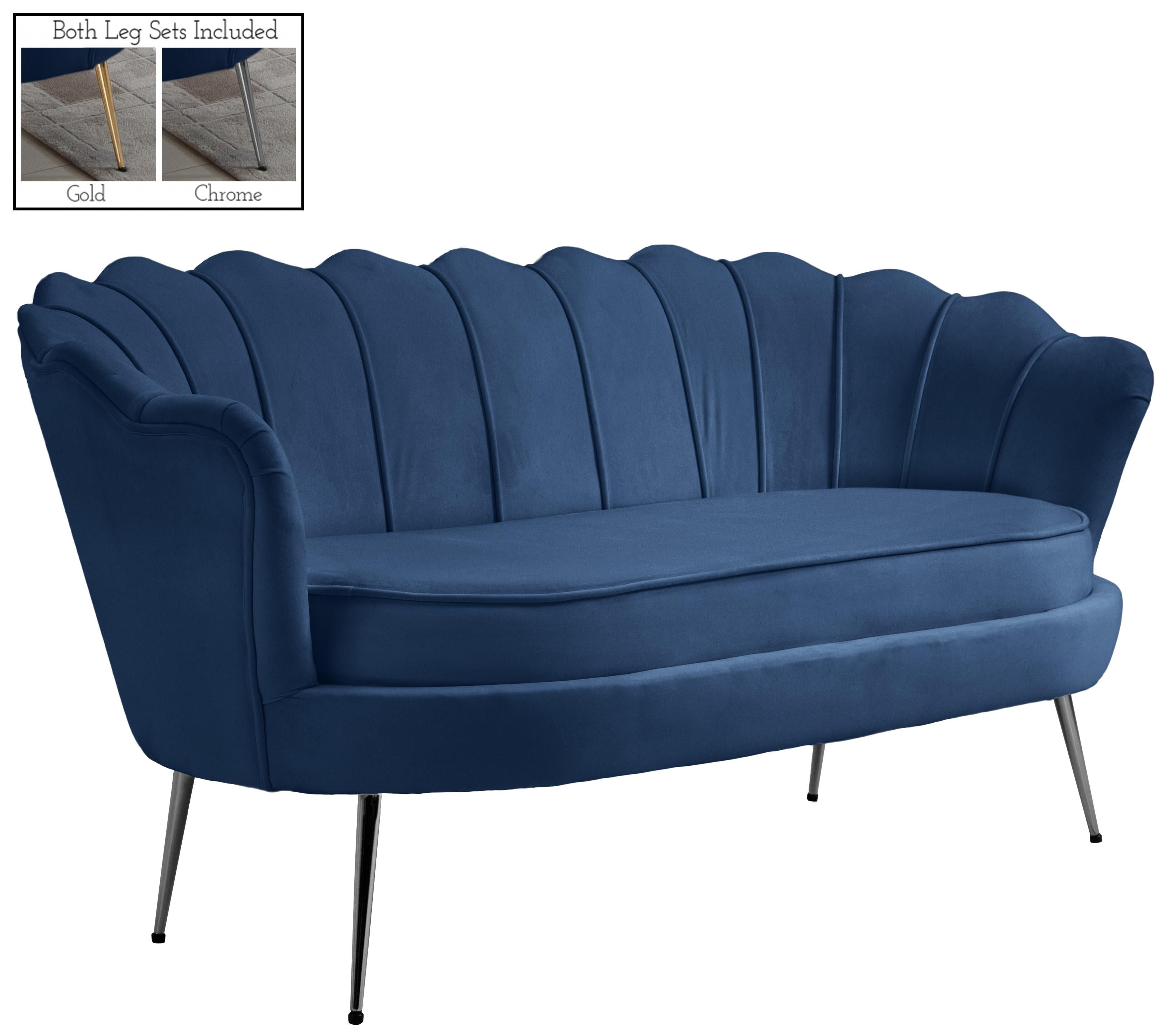 Gardenia Navy Velvet Loveseat - Luxury Home Furniture (MI)