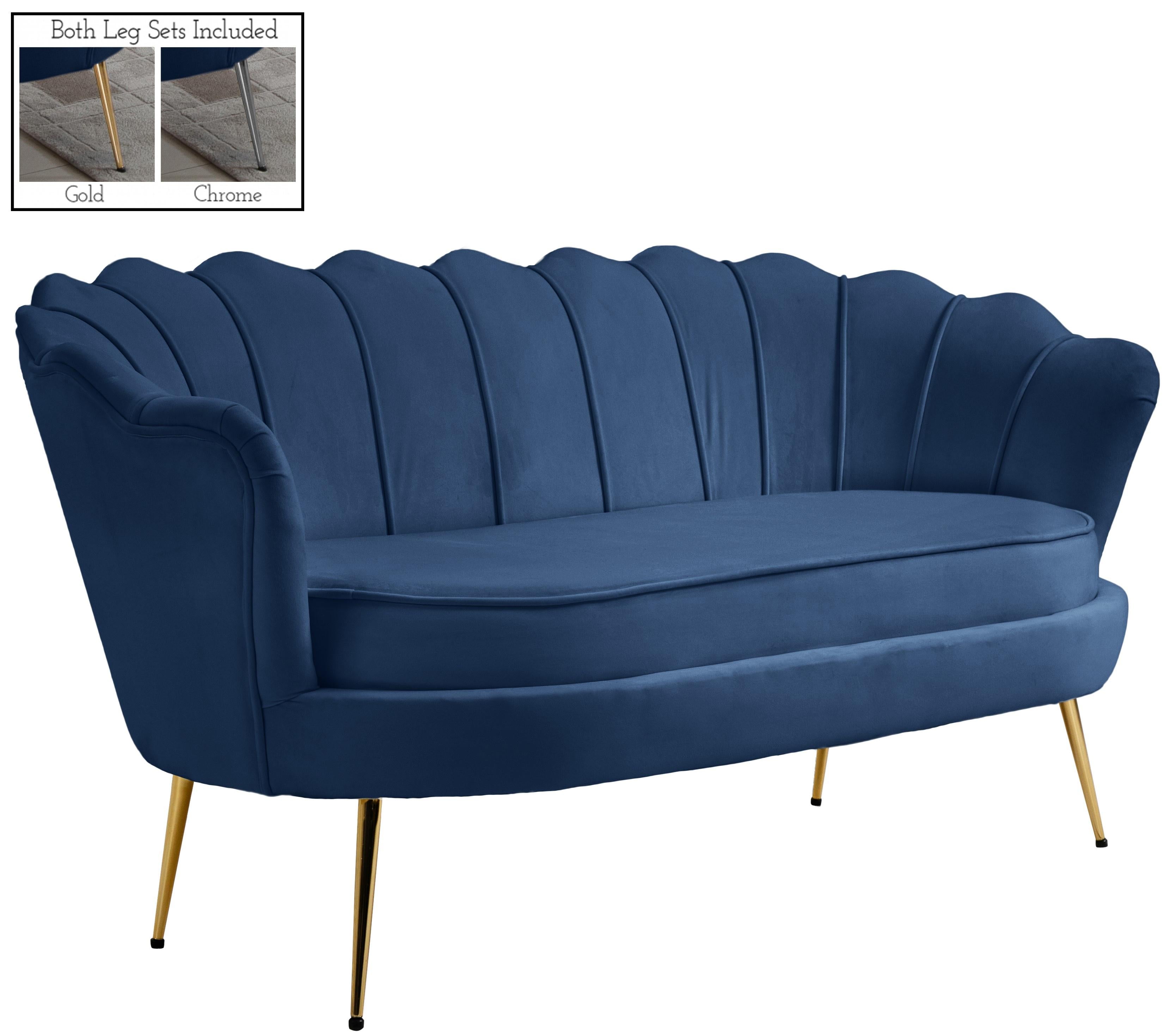 Gardenia Navy Velvet Loveseat - Luxury Home Furniture (MI)