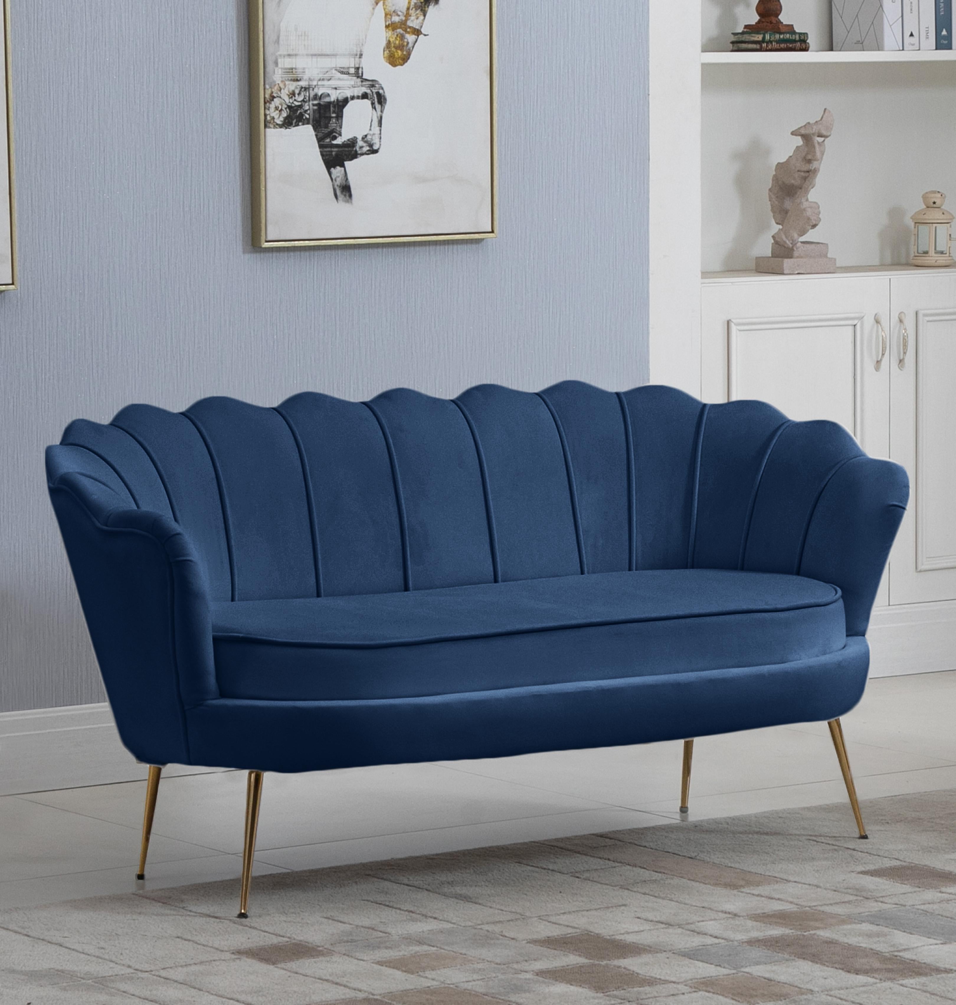 Gardenia Navy Velvet Loveseat - Luxury Home Furniture (MI)