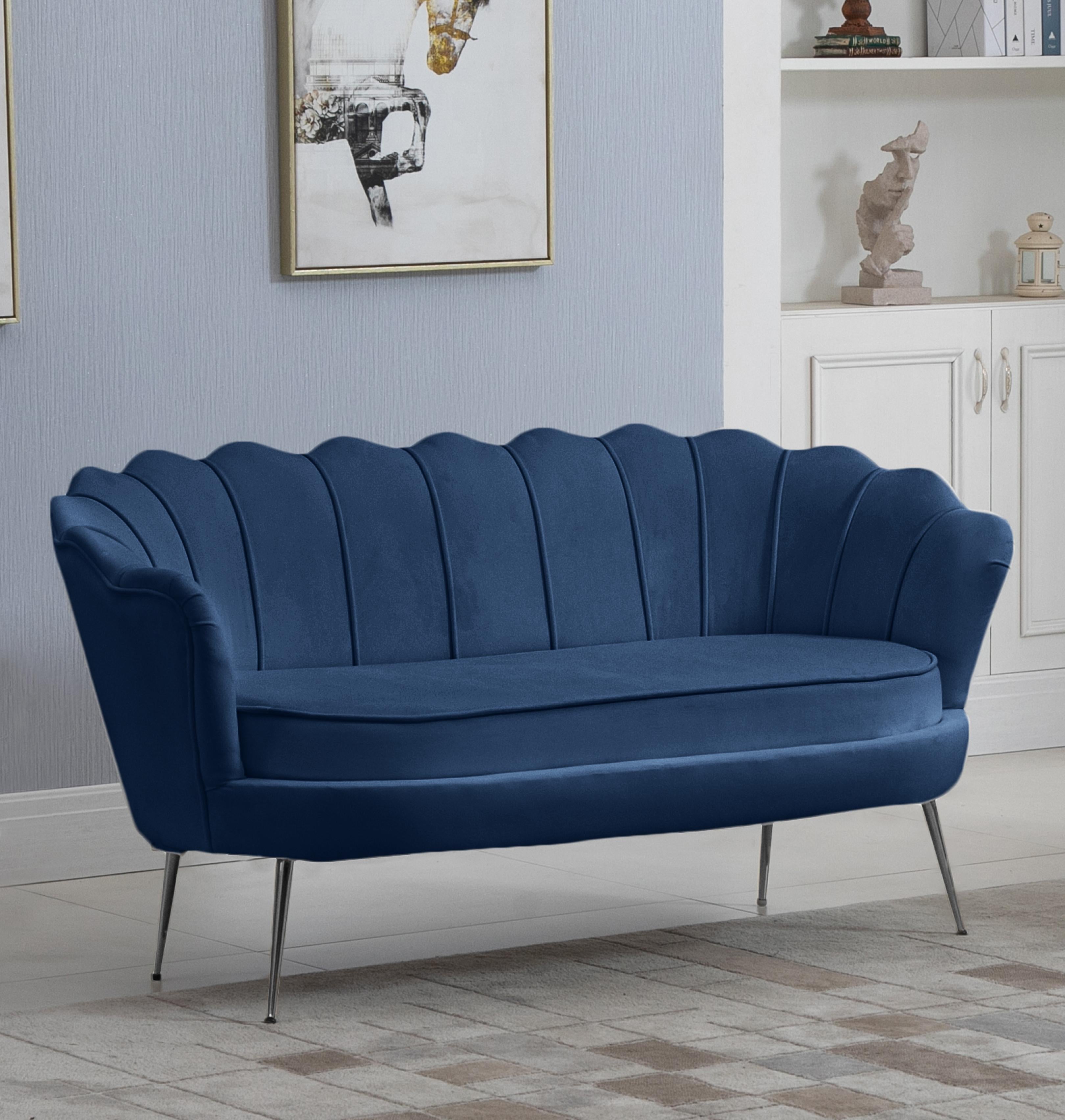 Gardenia Navy Velvet Loveseat - Luxury Home Furniture (MI)