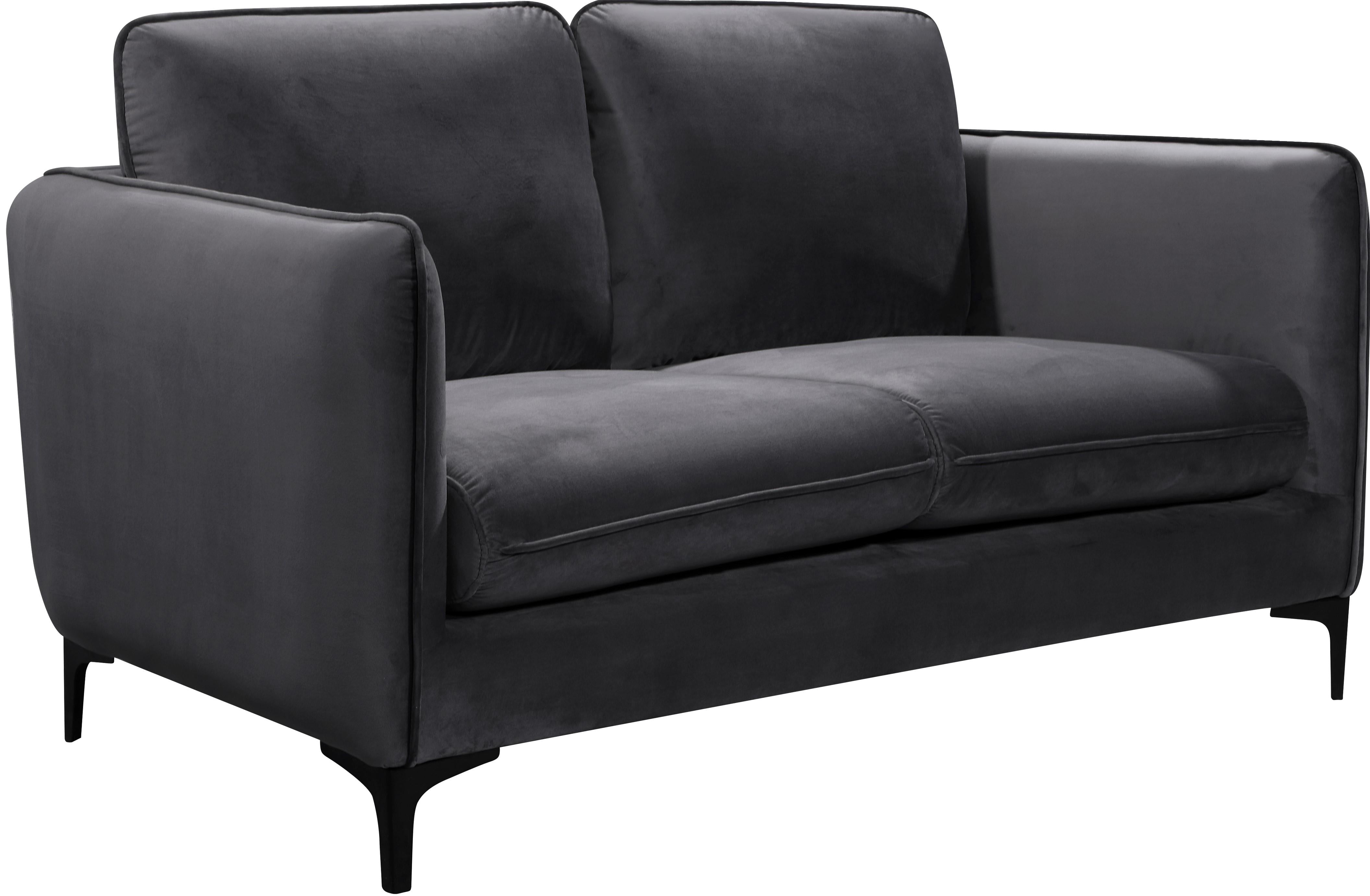 Poppy Grey Velvet Loveseat - Luxury Home Furniture (MI)