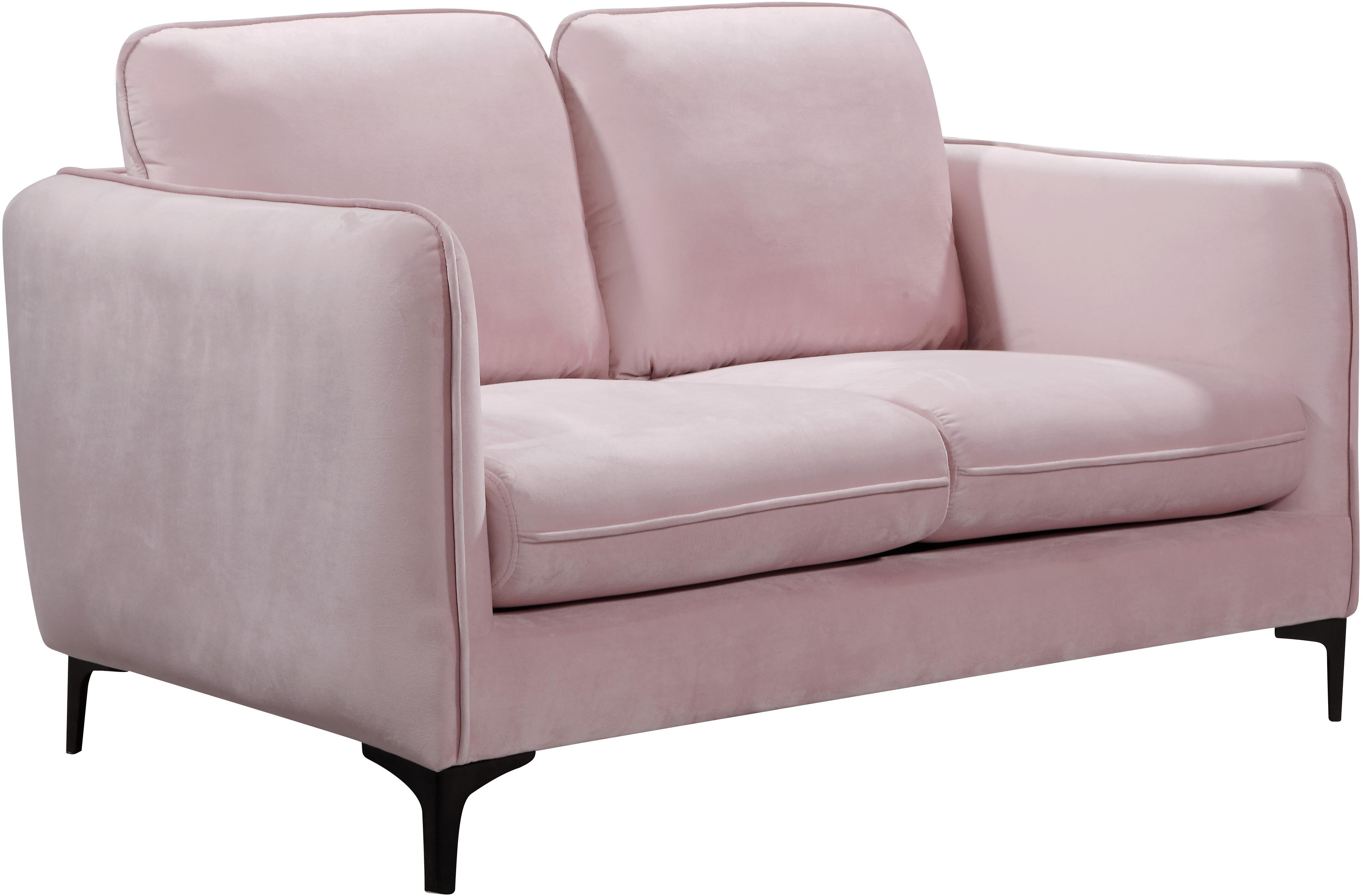 Poppy Pink Velvet Loveseat - Luxury Home Furniture (MI)
