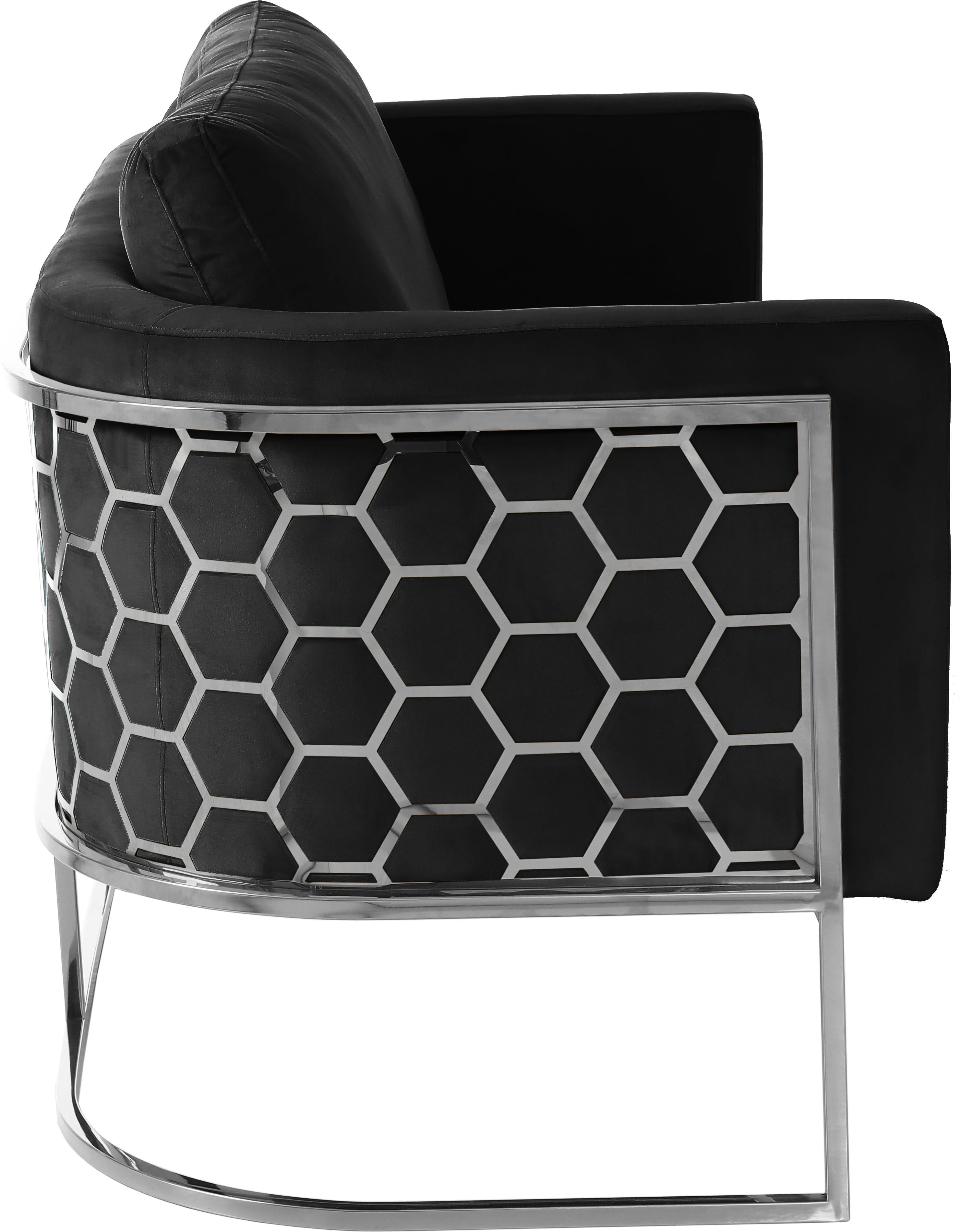 Casa Black Velvet Loveseat - Luxury Home Furniture (MI)