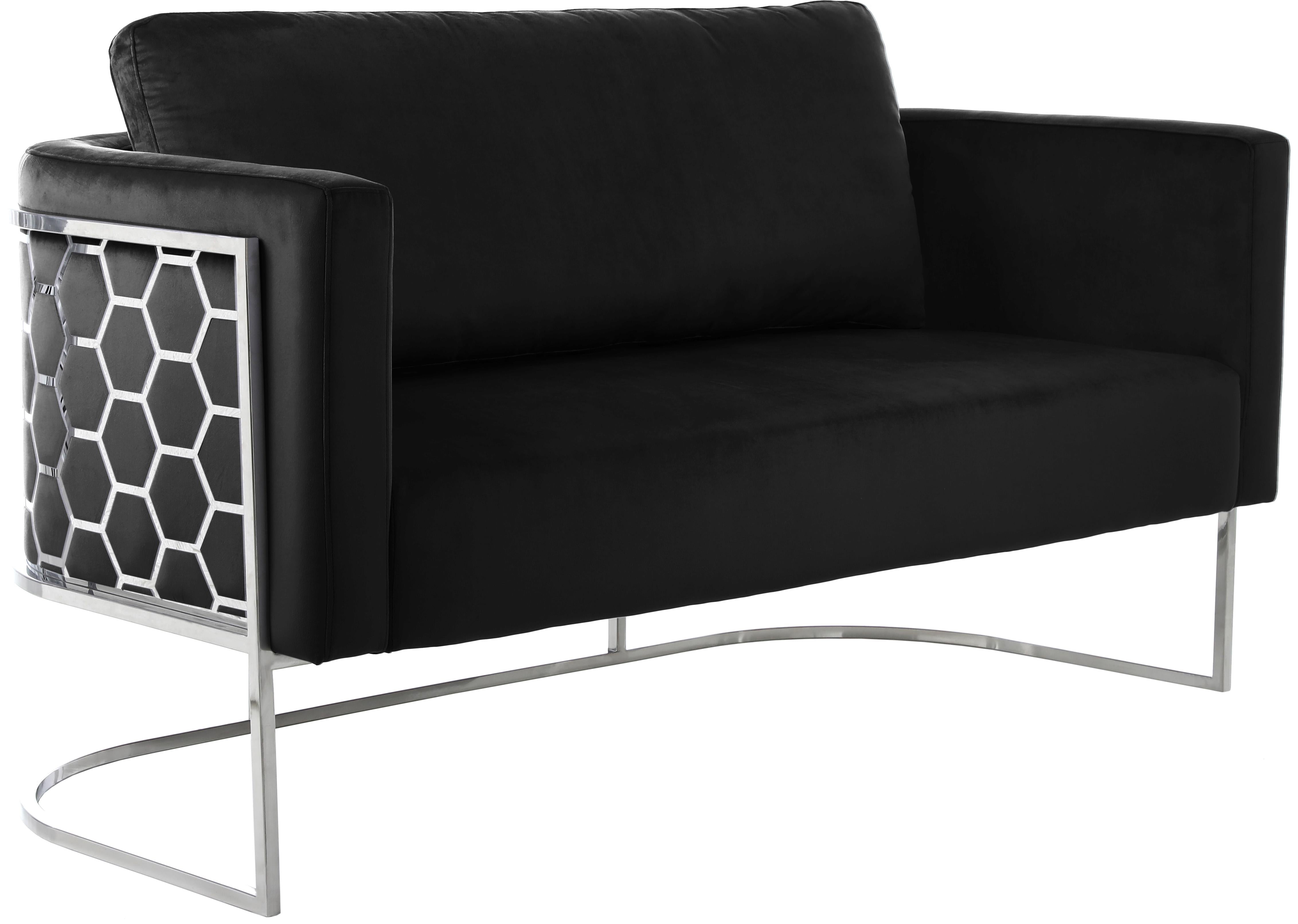 Casa Black Velvet Loveseat - Luxury Home Furniture (MI)