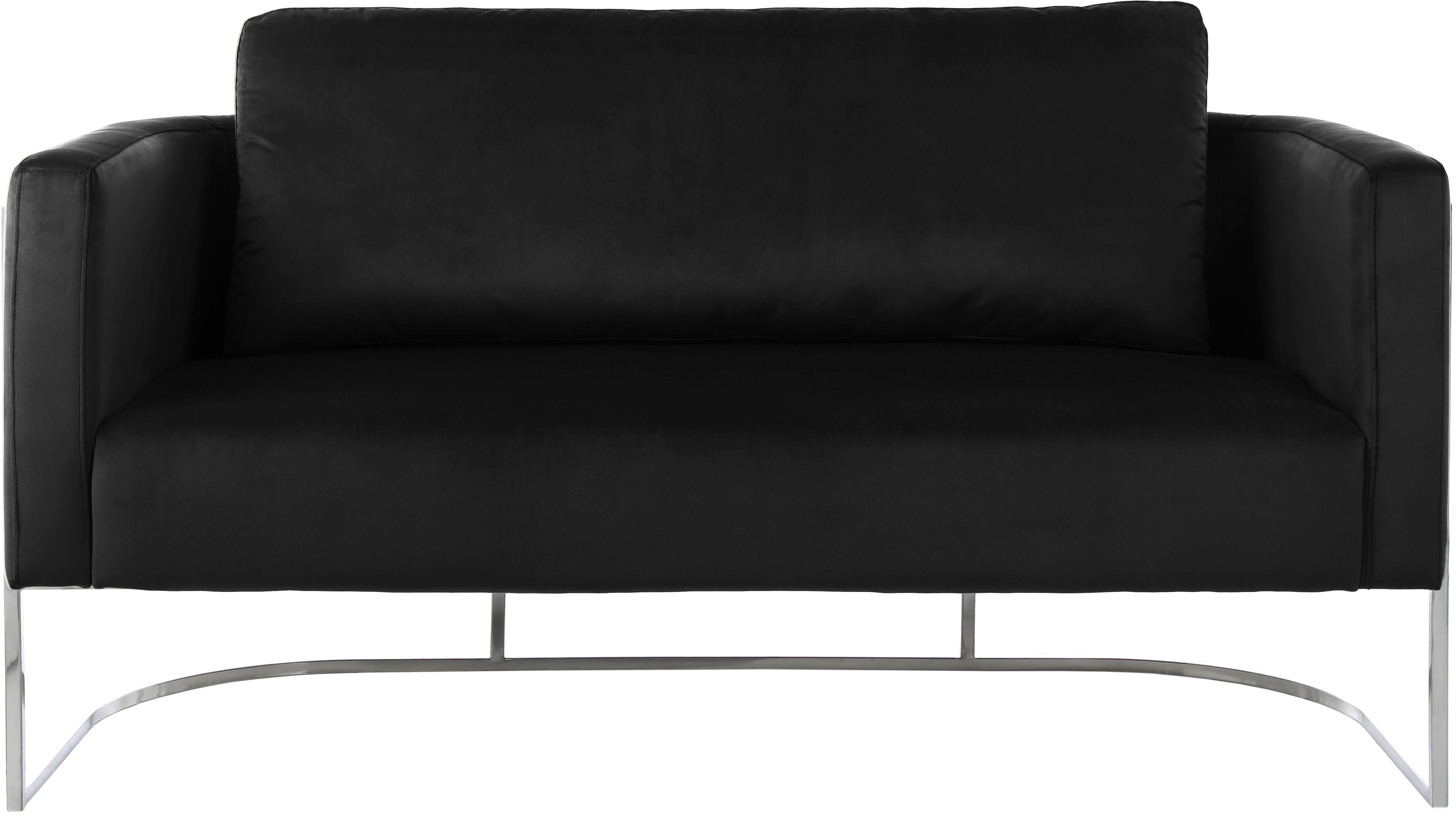 Casa Black Velvet Loveseat - Luxury Home Furniture (MI)