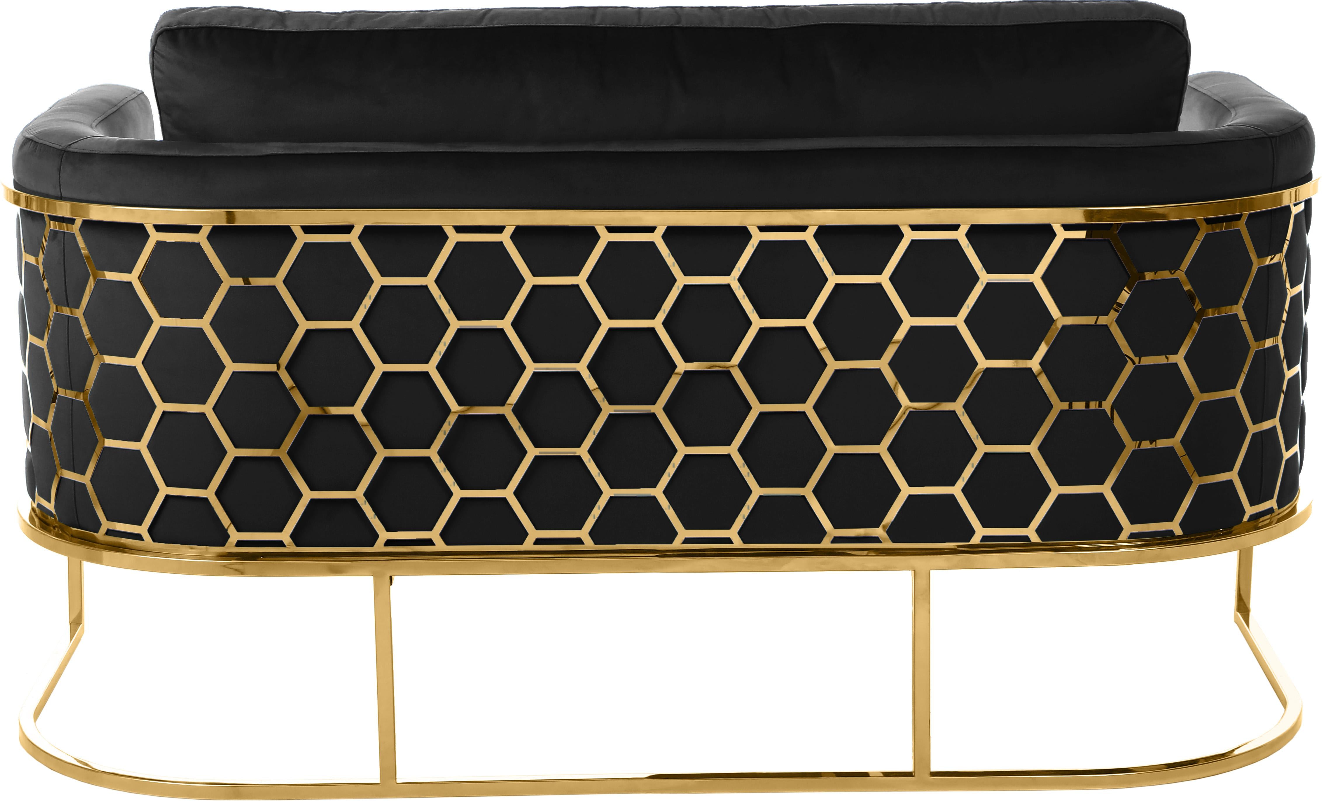 Casa Black Velvet Loveseat - Luxury Home Furniture (MI)