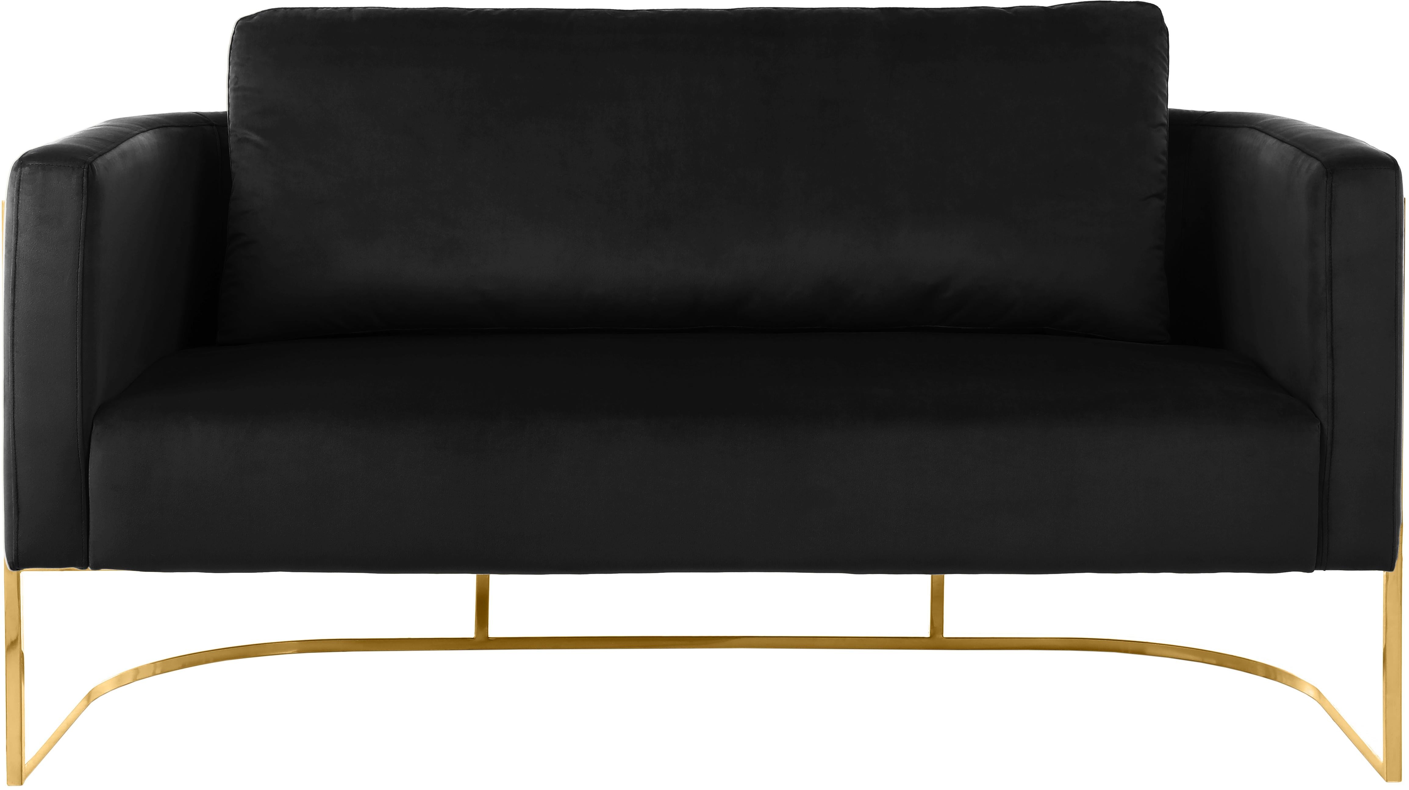Casa Black Velvet Loveseat - Luxury Home Furniture (MI)