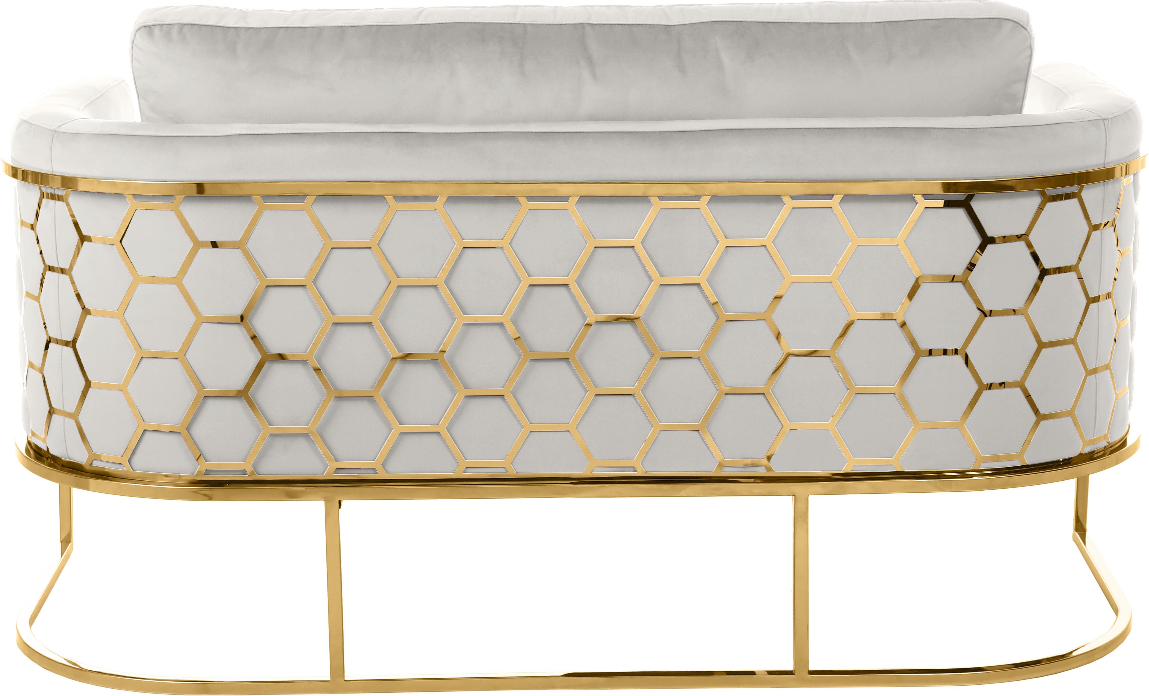 Casa Cream Velvet Loveseat - Luxury Home Furniture (MI)