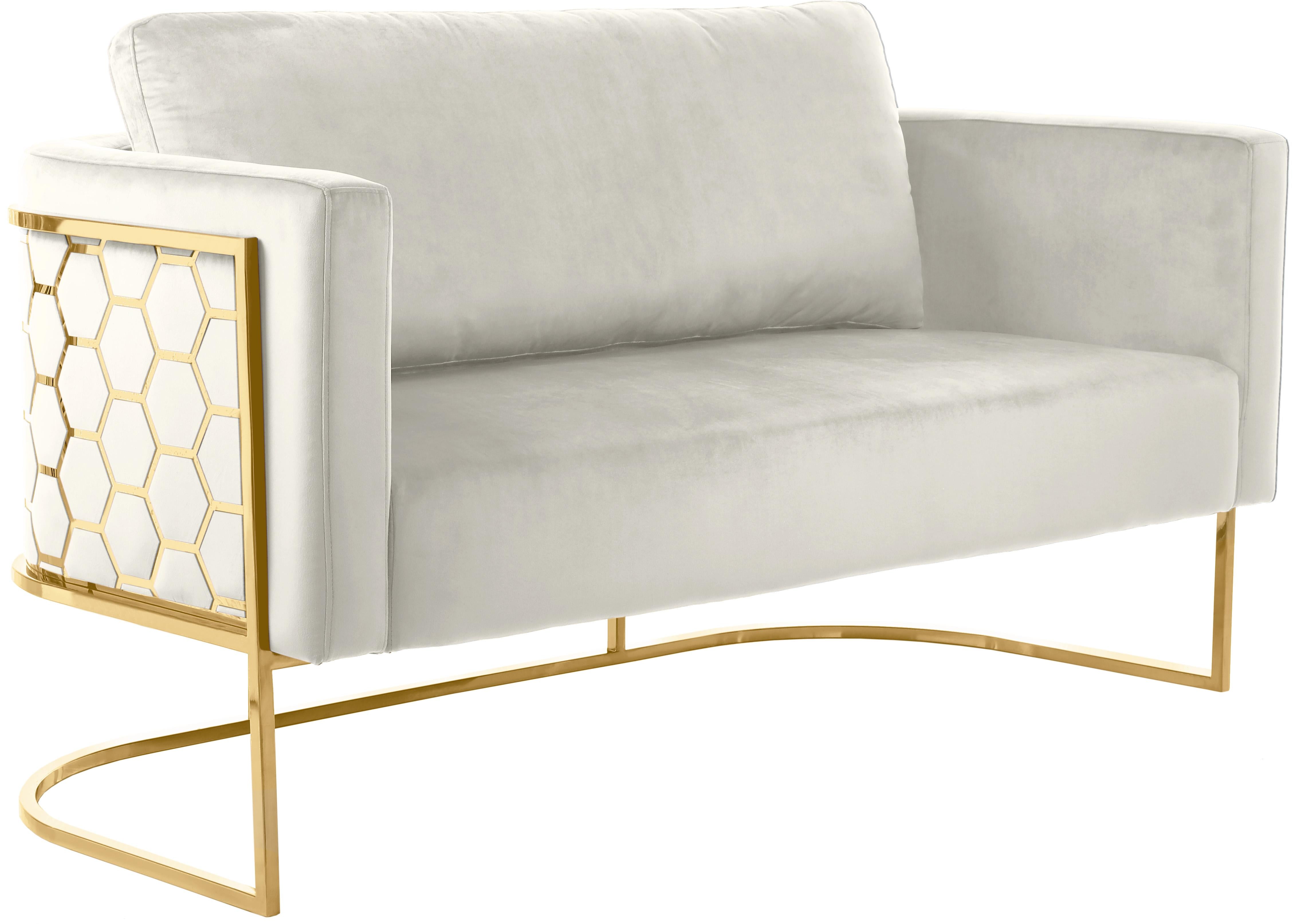 Casa Cream Velvet Loveseat - Luxury Home Furniture (MI)