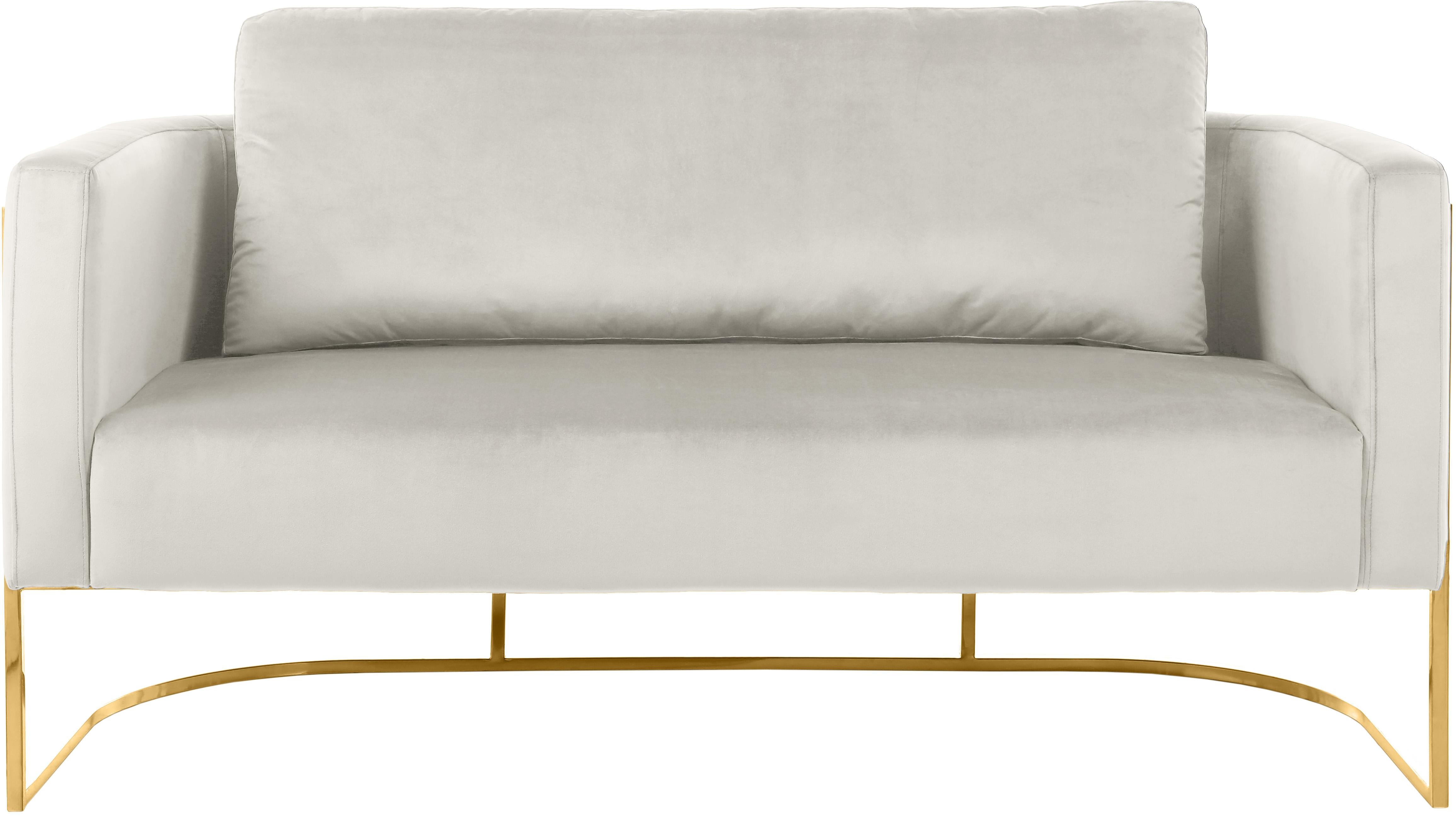 Casa Cream Velvet Loveseat - Luxury Home Furniture (MI)