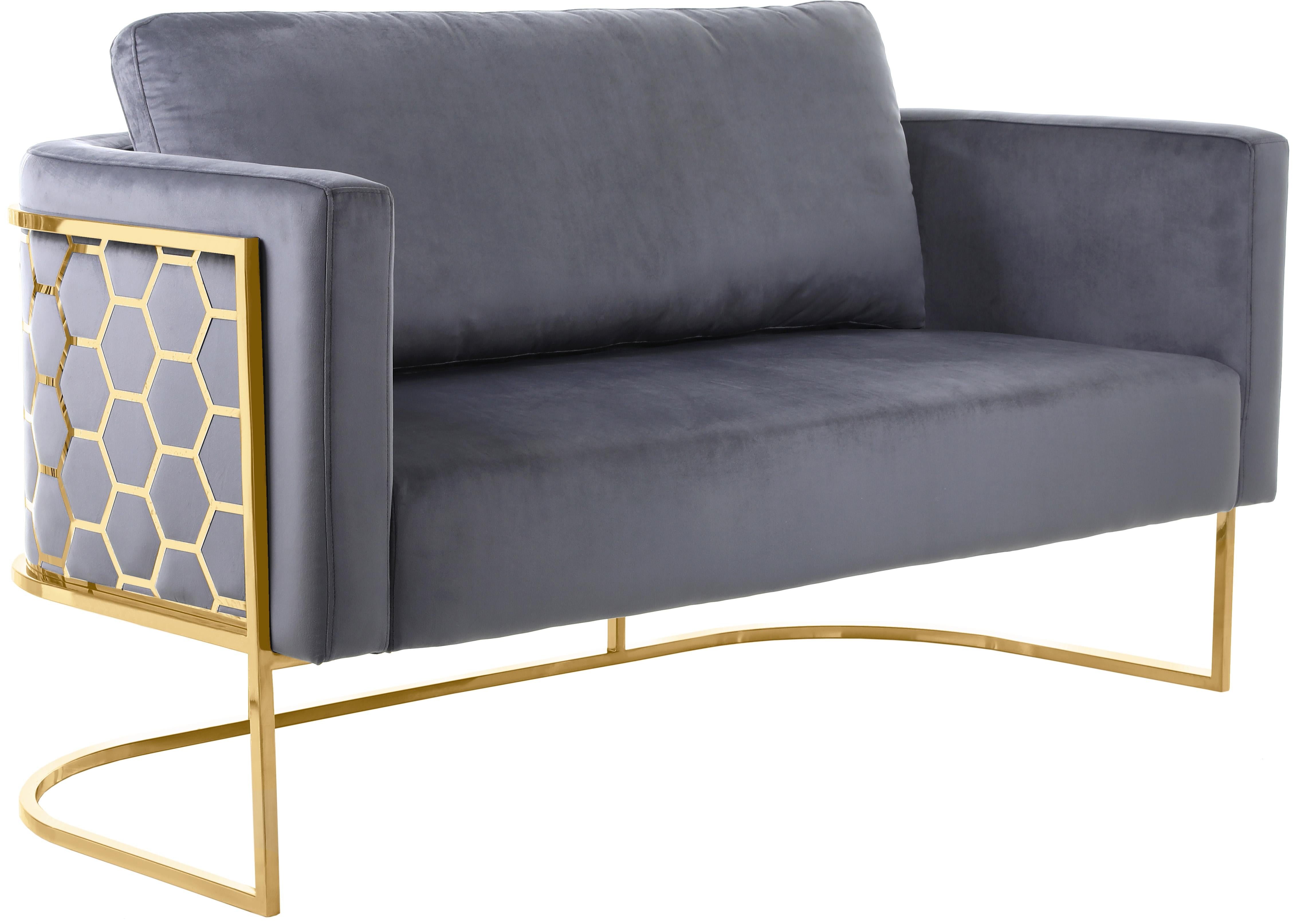Casa Grey Velvet Loveseat - Luxury Home Furniture (MI)