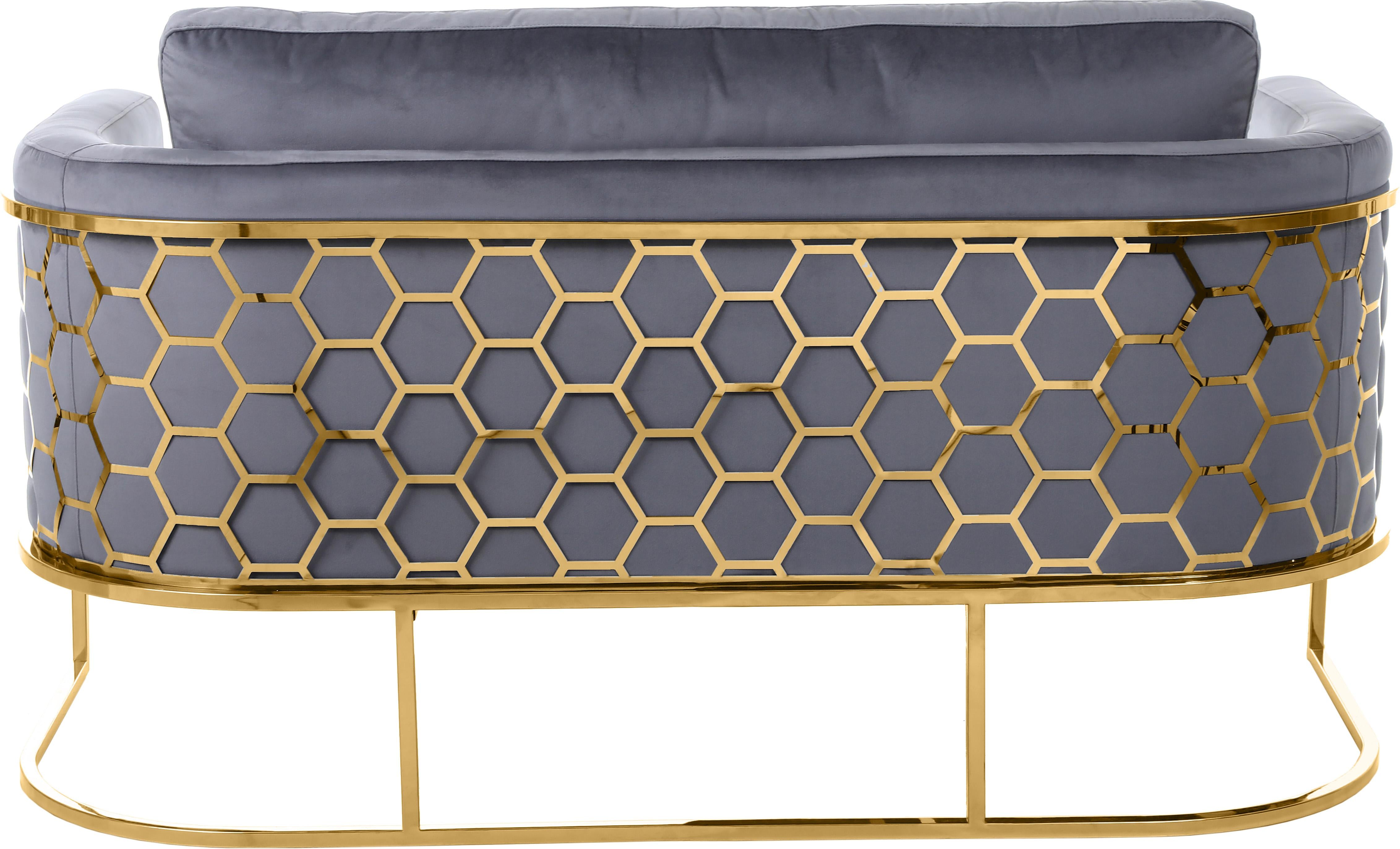 Casa Grey Velvet Loveseat - Luxury Home Furniture (MI)