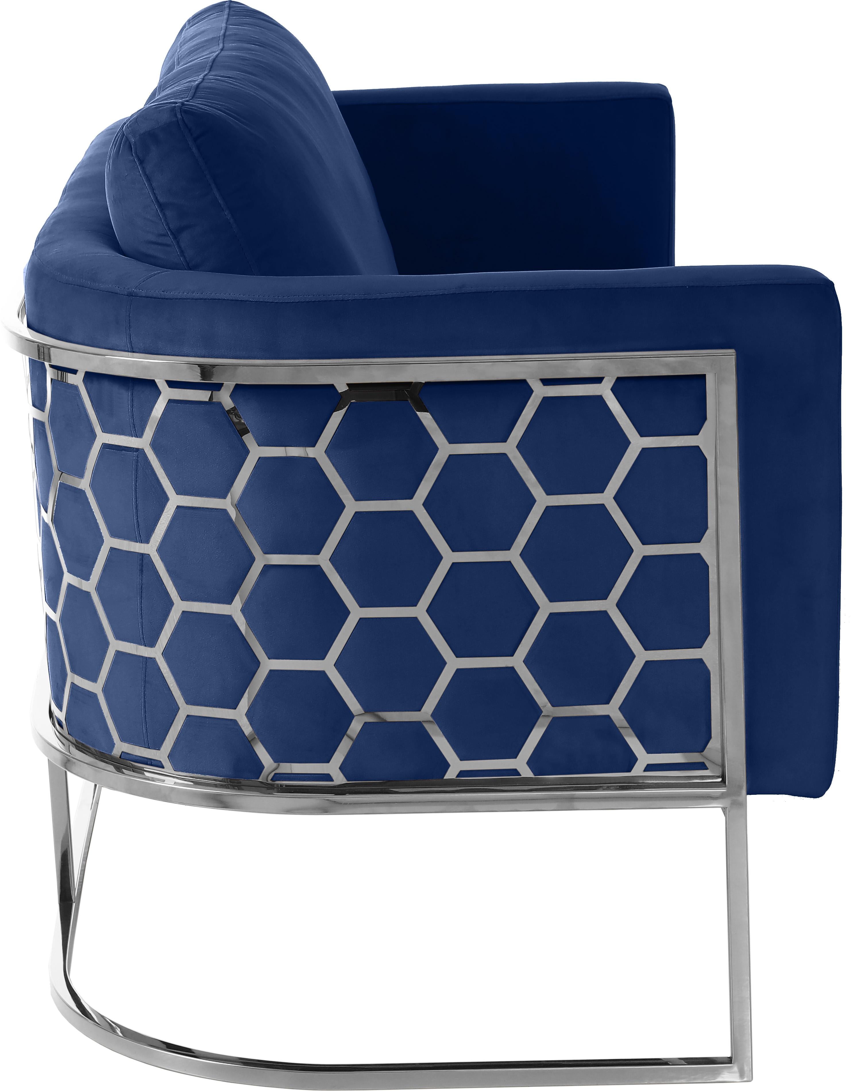 Casa Navy Velvet Loveseat - Luxury Home Furniture (MI)