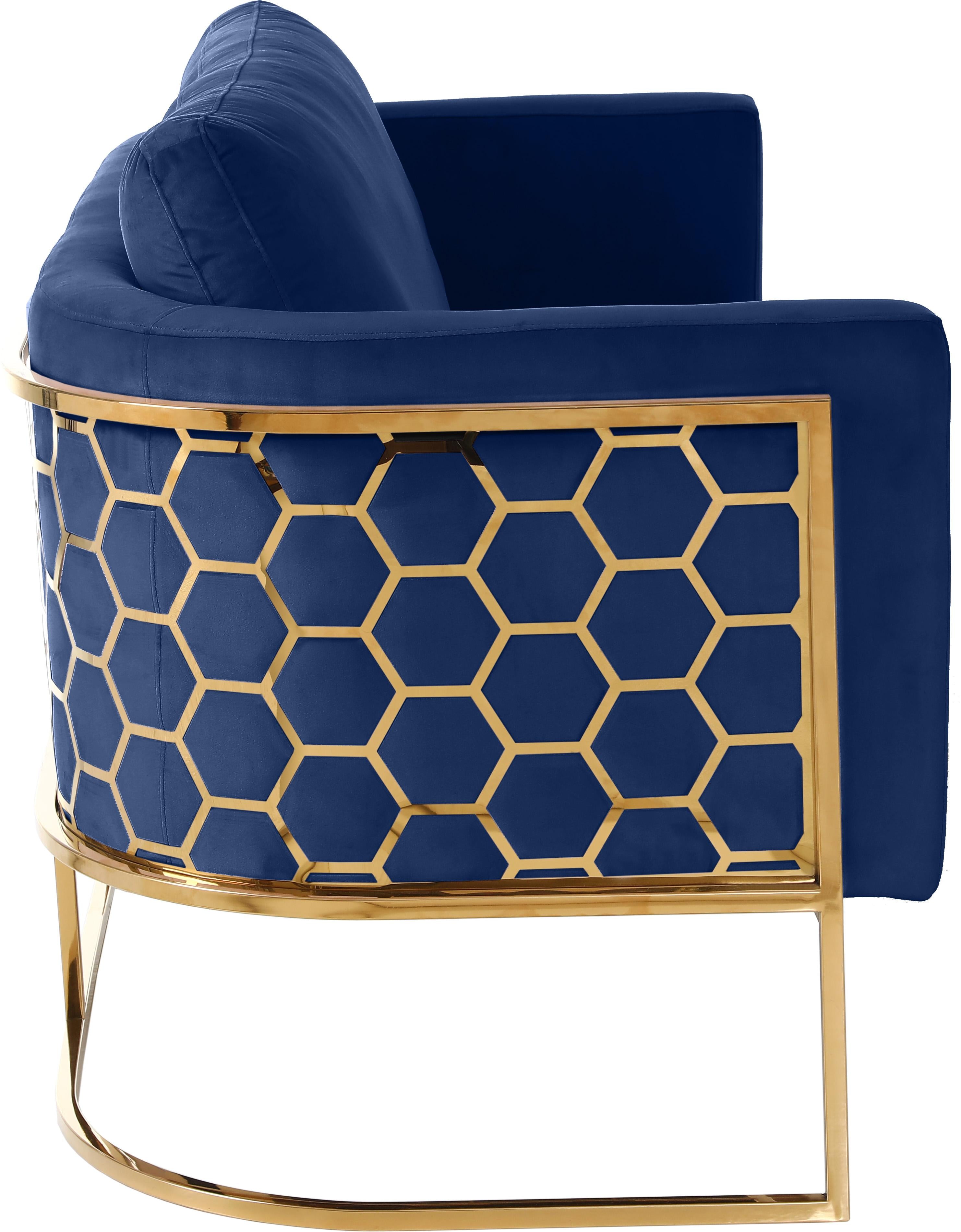 Casa Navy Velvet Loveseat - Luxury Home Furniture (MI)
