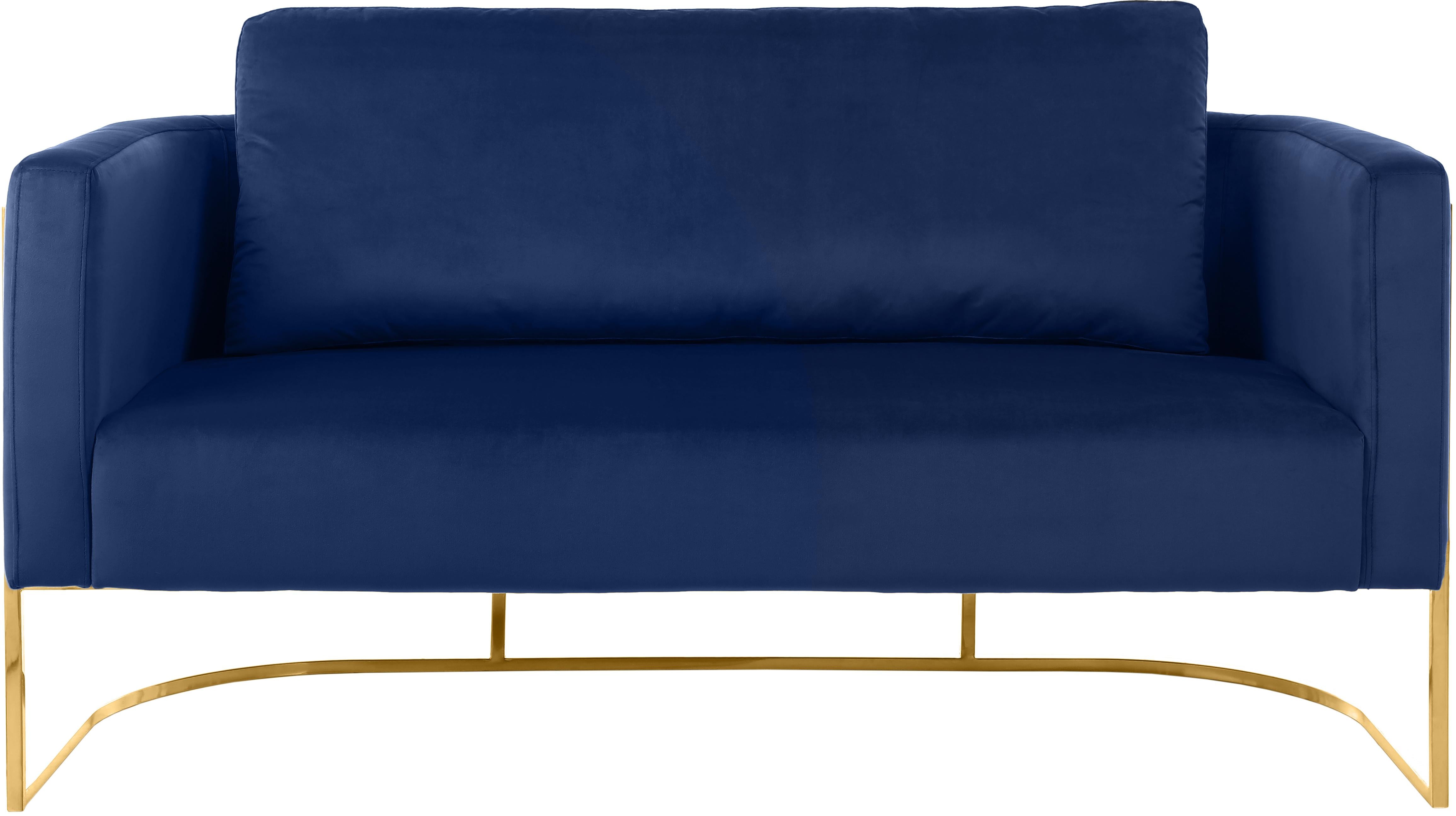 Casa Navy Velvet Loveseat - Luxury Home Furniture (MI)