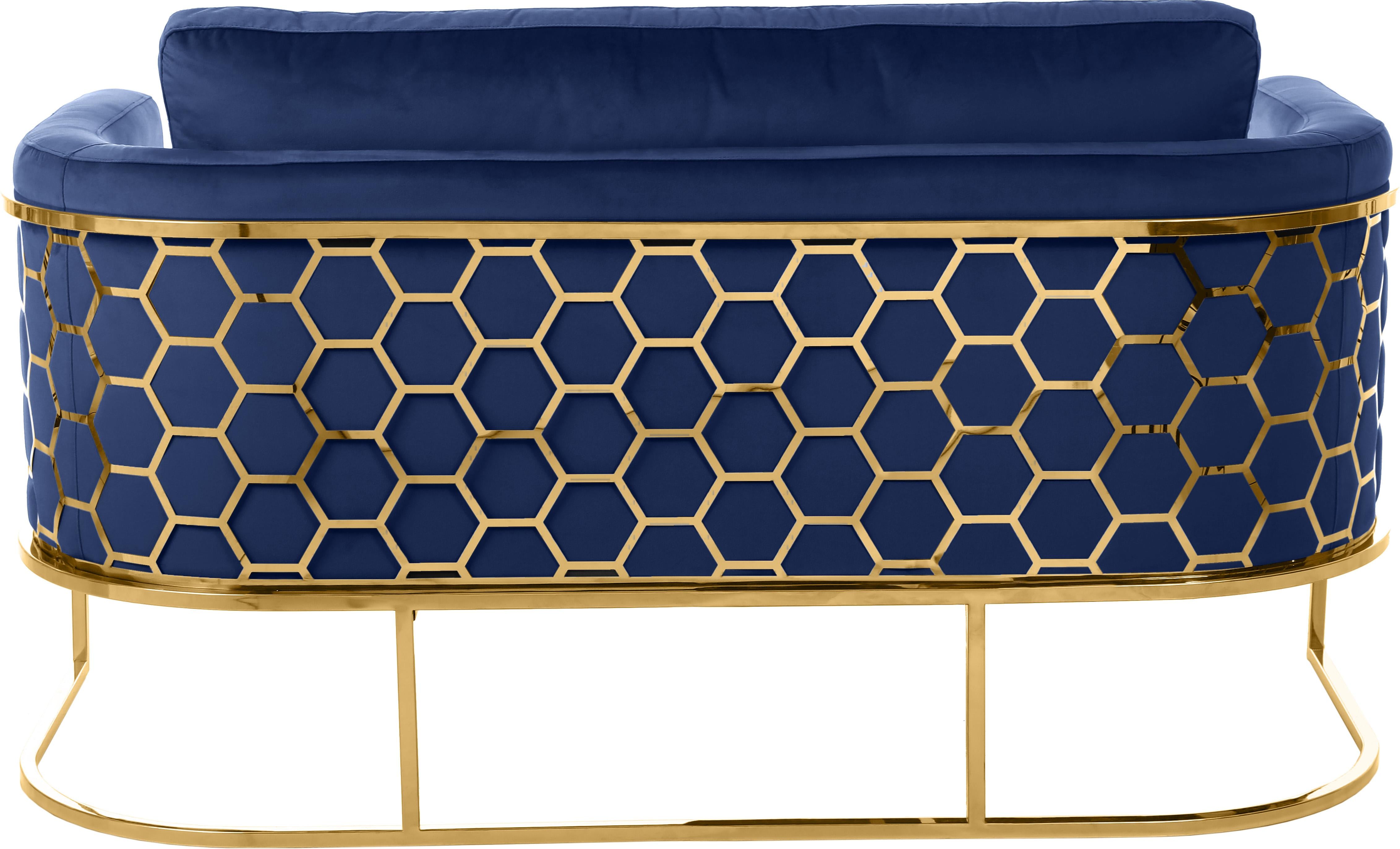 Casa Navy Velvet Loveseat - Luxury Home Furniture (MI)