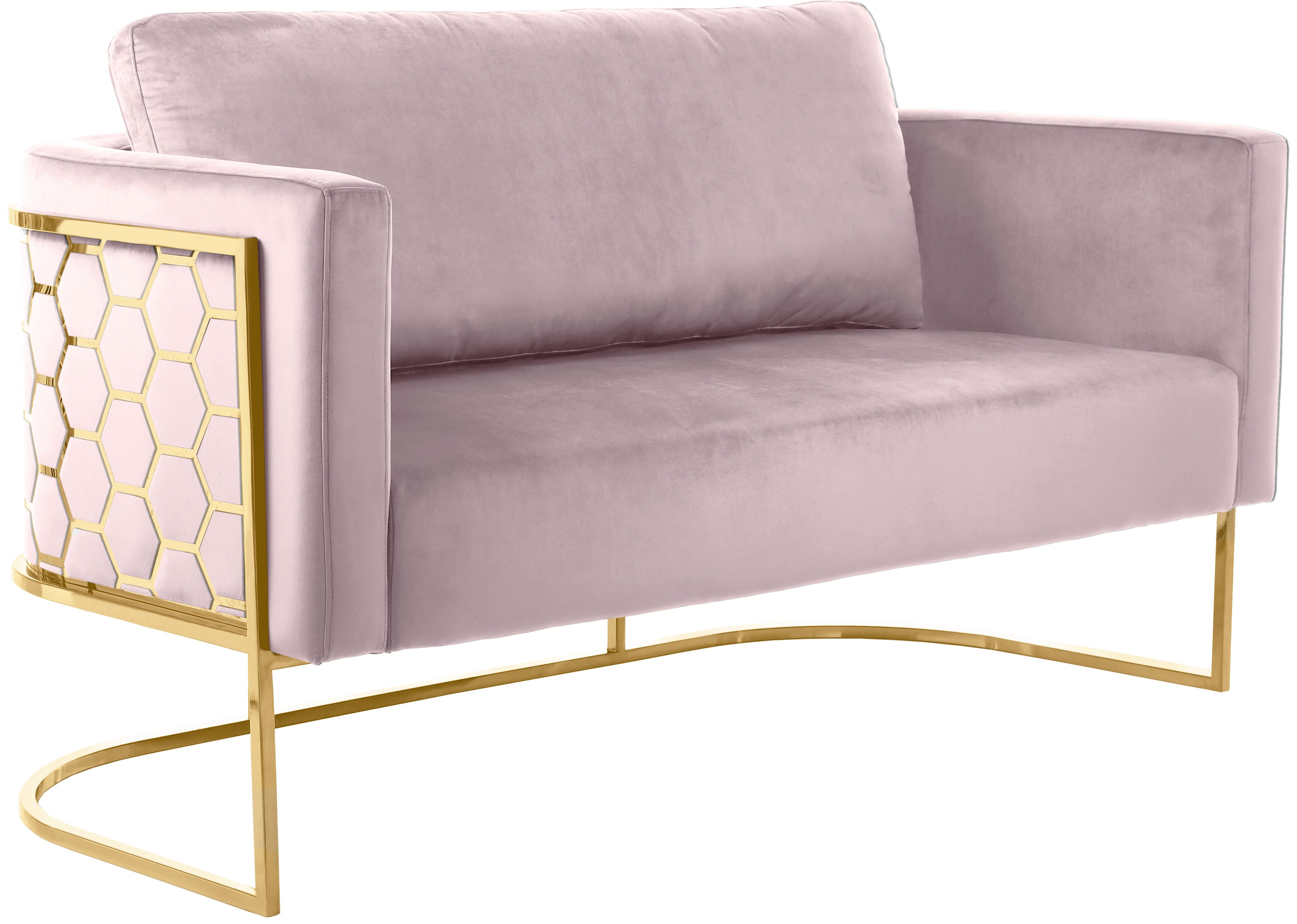Casa Pink Velvet Loveseat - Luxury Home Furniture (MI)