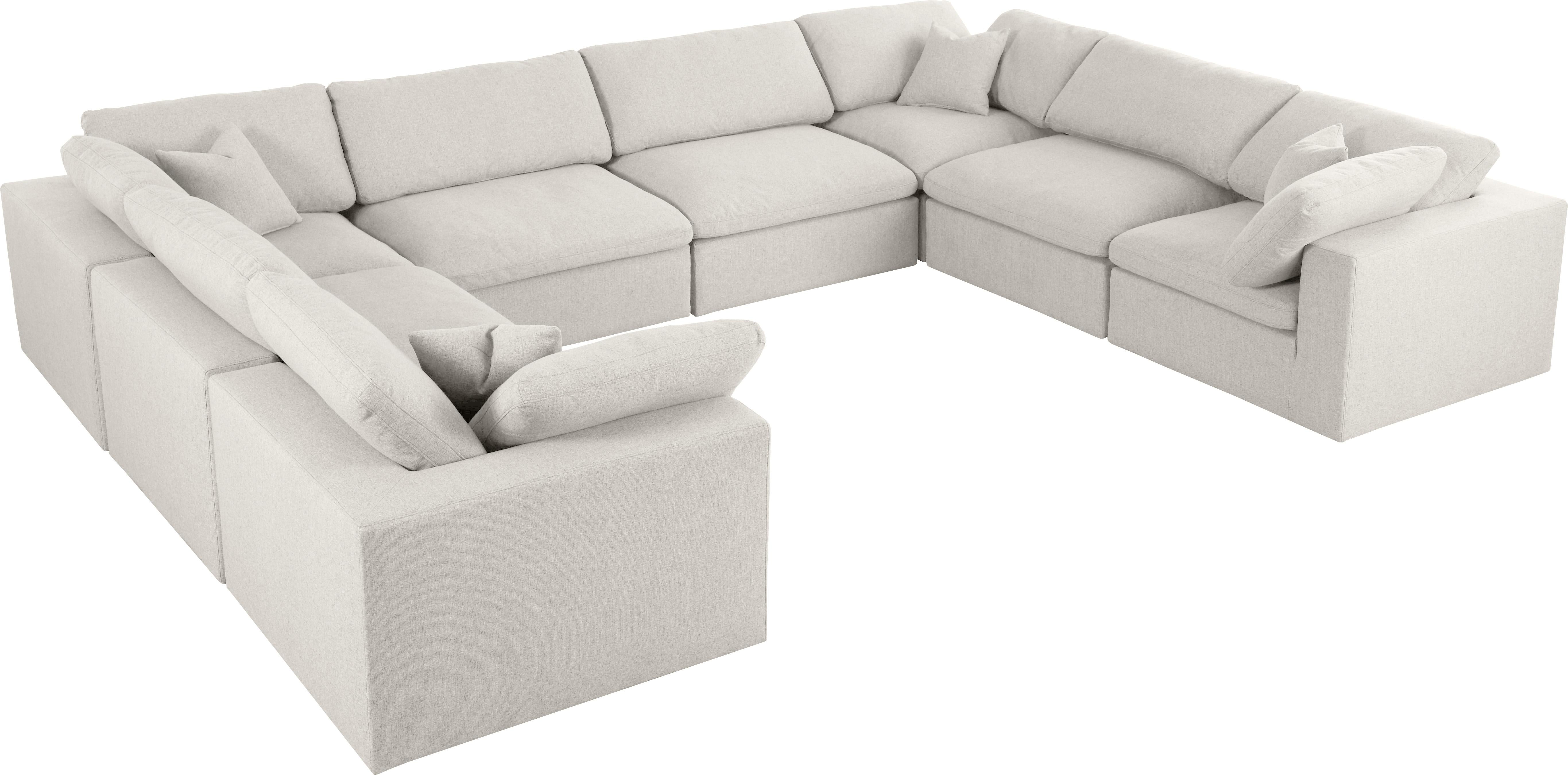 Serene Cream Linen Fabric Deluxe Cloud Modular Sectional - Luxury Home Furniture (MI)