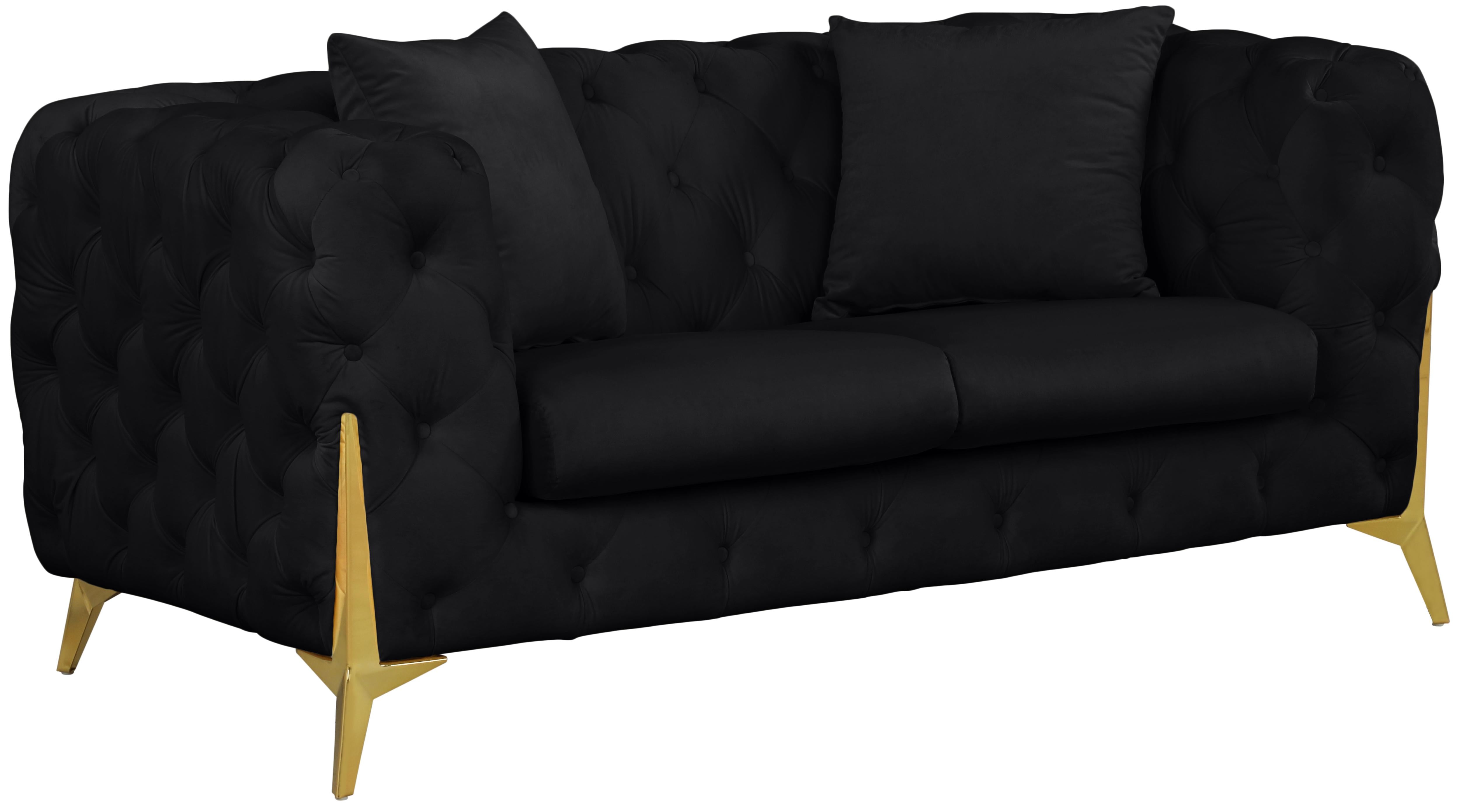 Kingdom Black Velvet Loveseat - Luxury Home Furniture (MI)