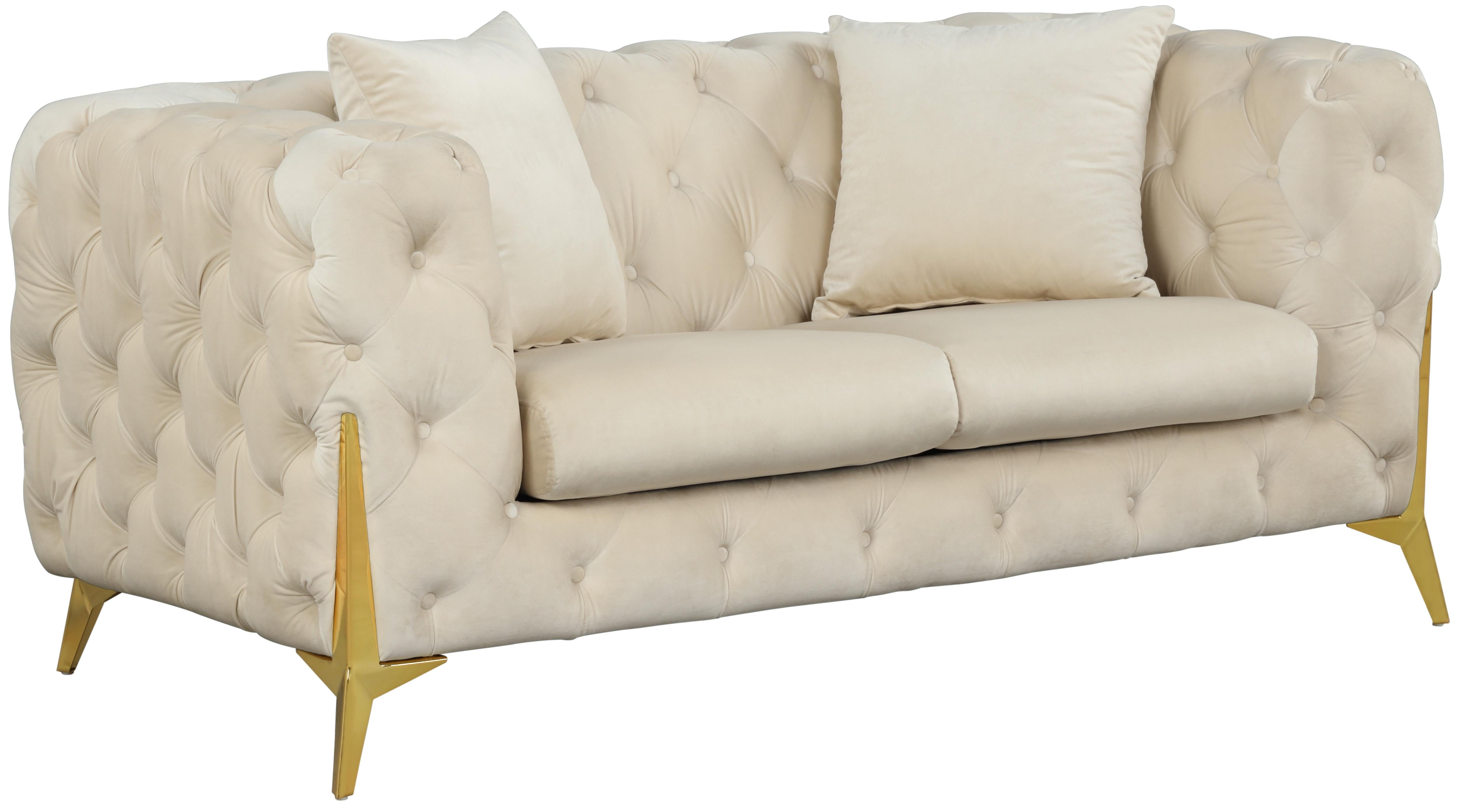 Kingdom Cream Velvet Loveseat - Luxury Home Furniture (MI)
